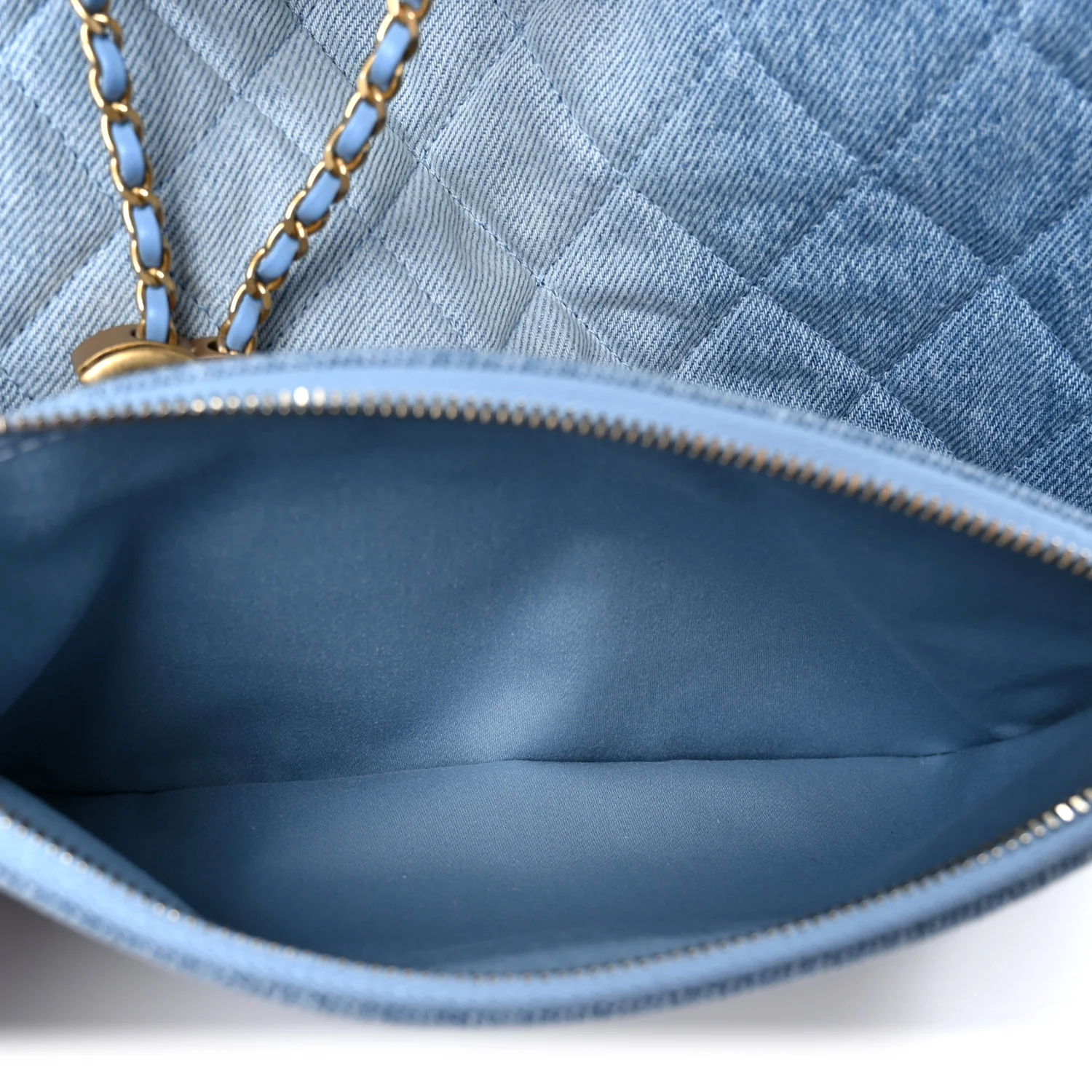Washed Denim Quilted Medium Chanel 25 Handbag Blue - Top Club
