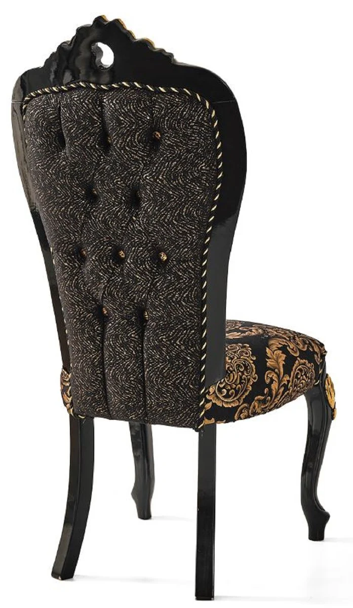 Luxury Baroque Dining Room Chair Set Black / Gold - Kitchen Chairs Set of 6 - Baroque Dining Room Furniture - Noble & Magnificent