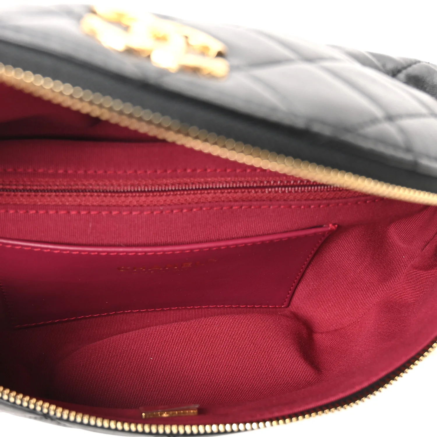 Lambskin Pearl Quilted CC Belt Bag Black - Top Club
