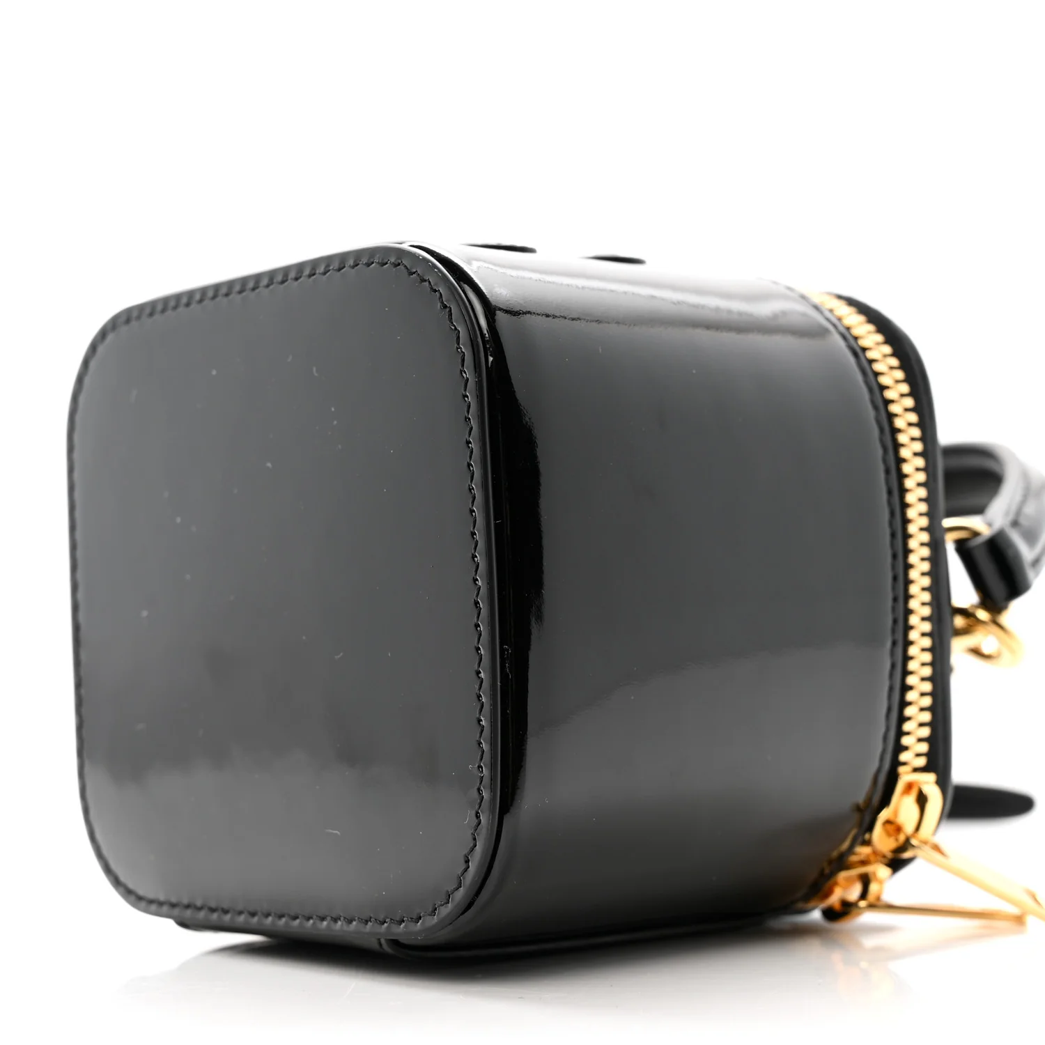 Patent Calfskin Triomphe Mini Vanity Case Black - Top Club