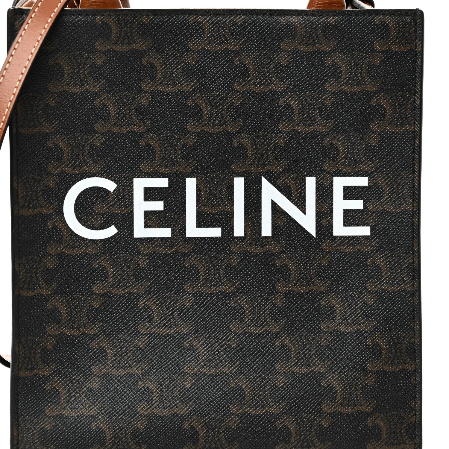 Triomphe Canvas Calfskin Mini Vertical Cabas Tan - Top Club