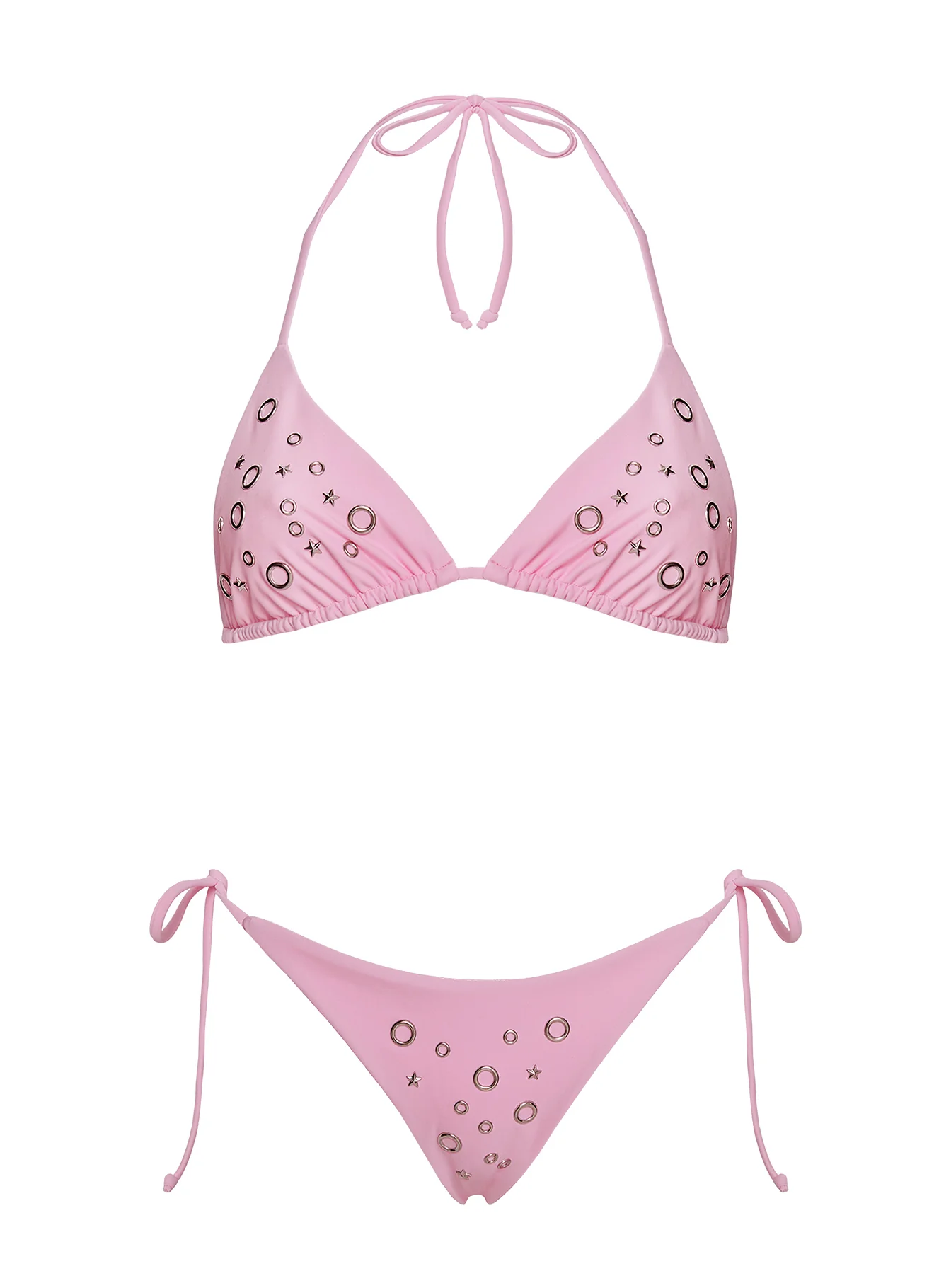 Likaia Embellished Triangle Bikini Top Pink