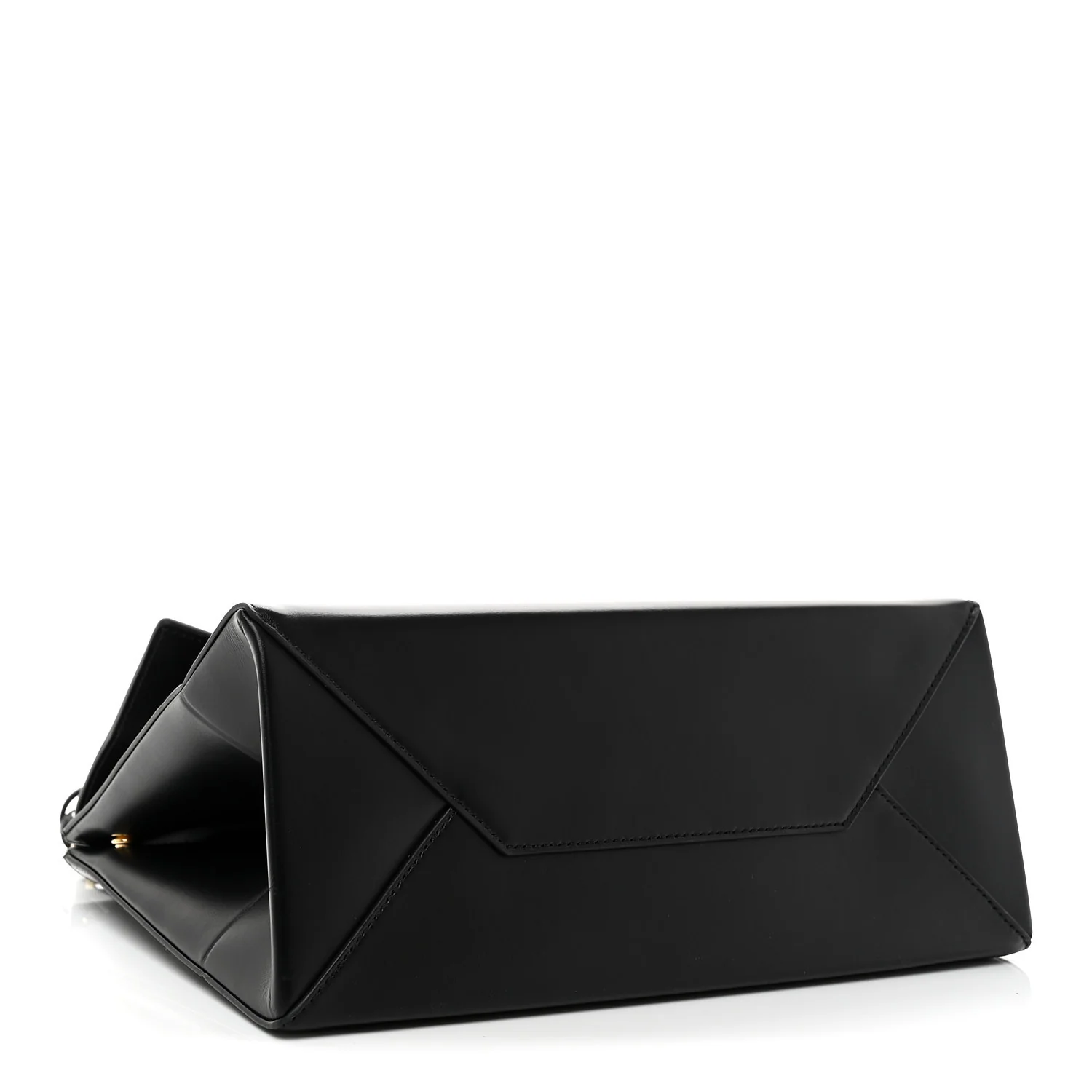 Natural Smooth Calfskin Medium Nano Top Handle Handbag Black - Top Club