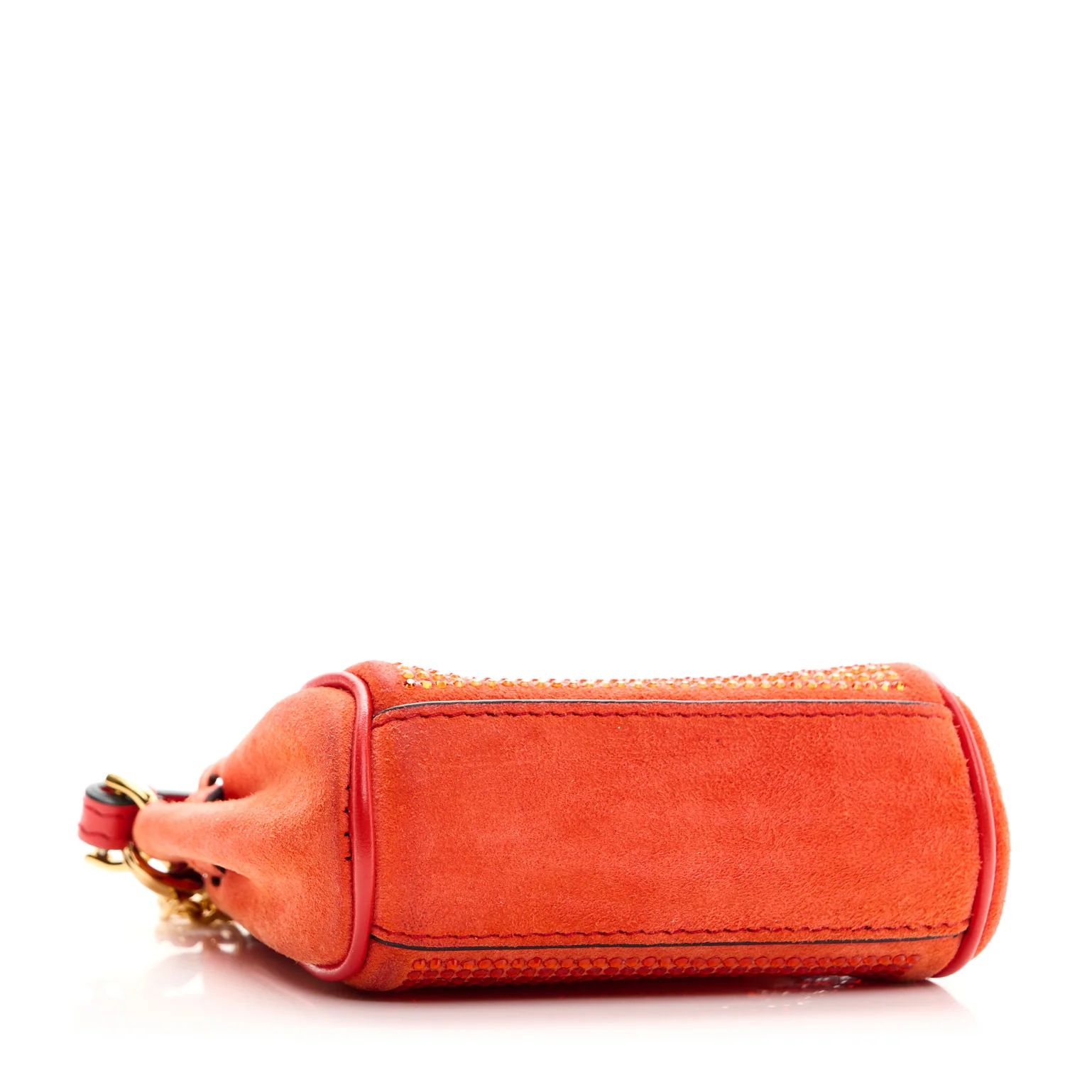 Suede Crystal Studded Micro La Medusa Bag Orange - Top Club
