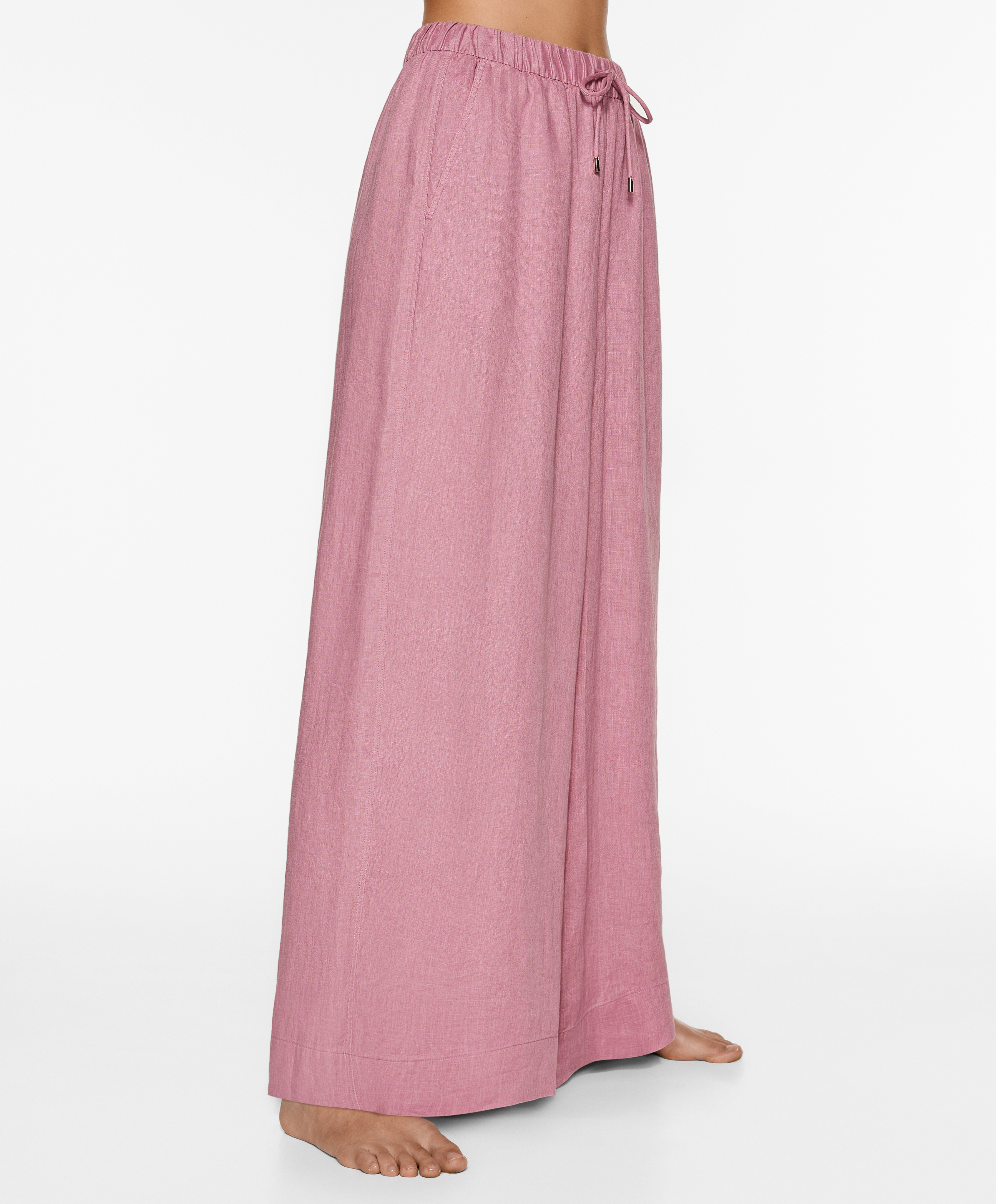OYSHO 100% linen wide straight-leg trousers