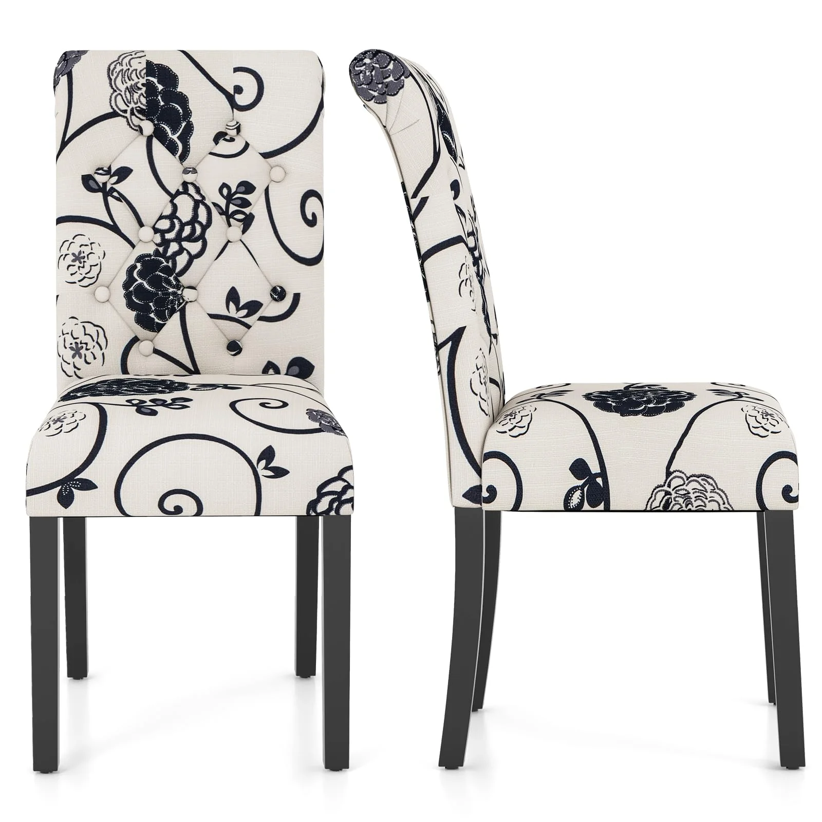 BEFOUNDLOVELY Upholstered Dining Chairs Set of 2/4 with Adjustable Anti-Slip Foot Pads, High Back, Sturdy Wood Legs