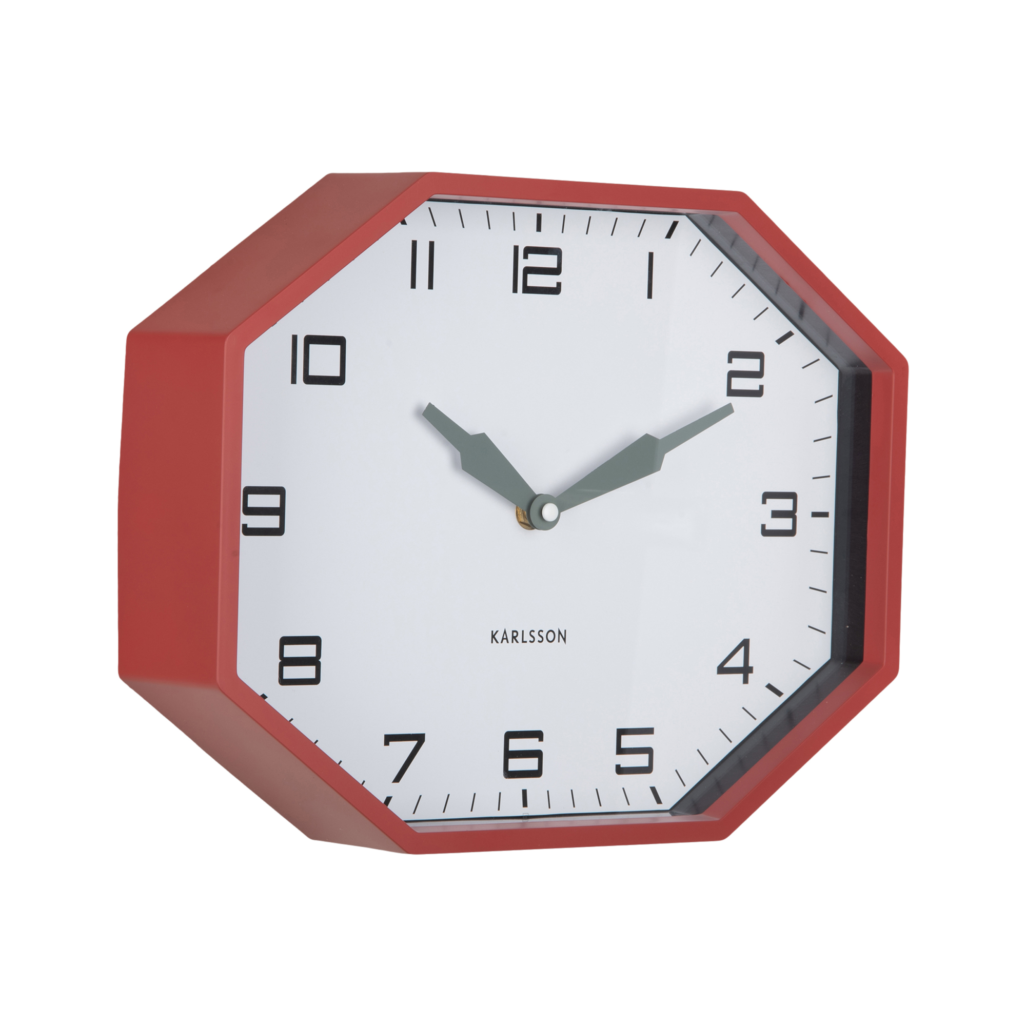 Wandklok Modern Factory Octagon Rode oker