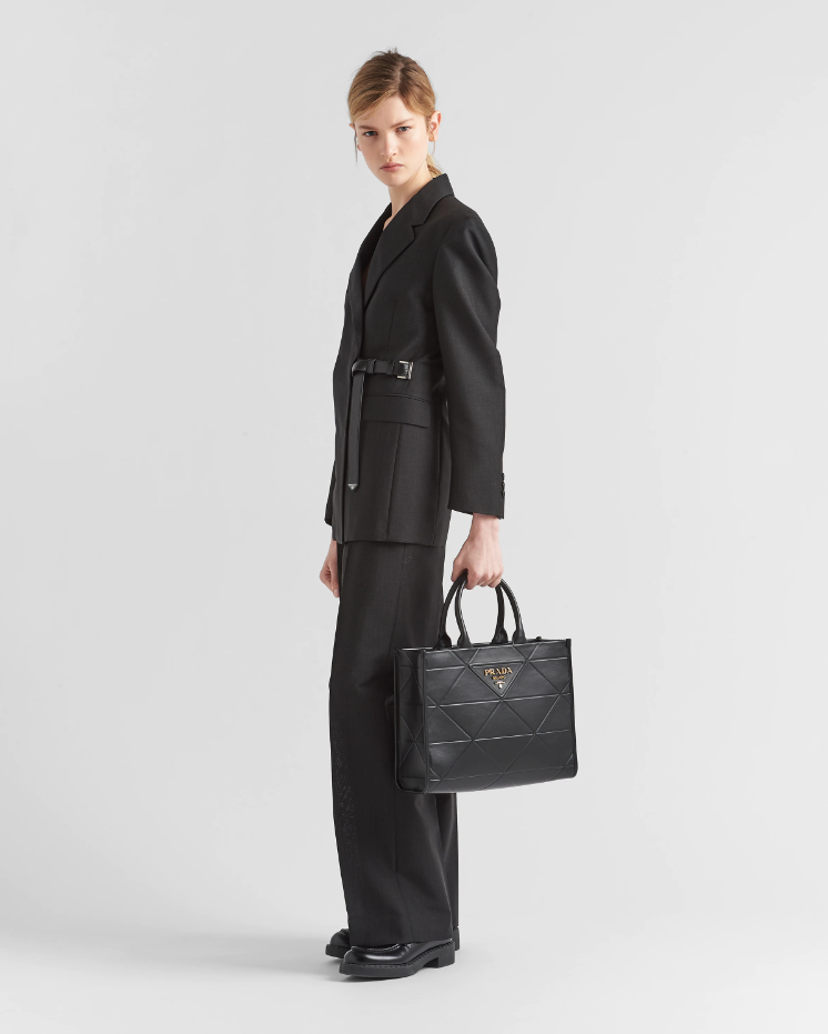 PP big size leather Symbole bag with topstitching - Black - Top Club