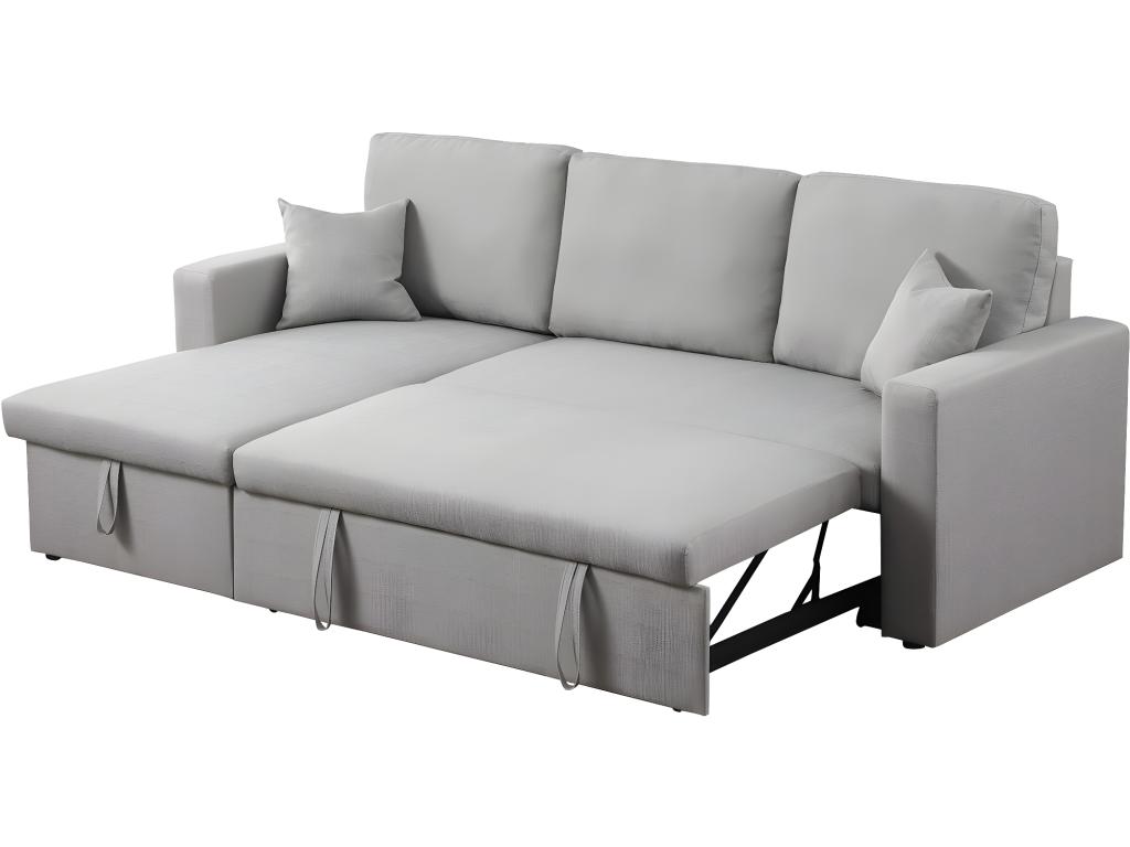 Sofá rinconera convertible con box - 3 plazas - gris claro