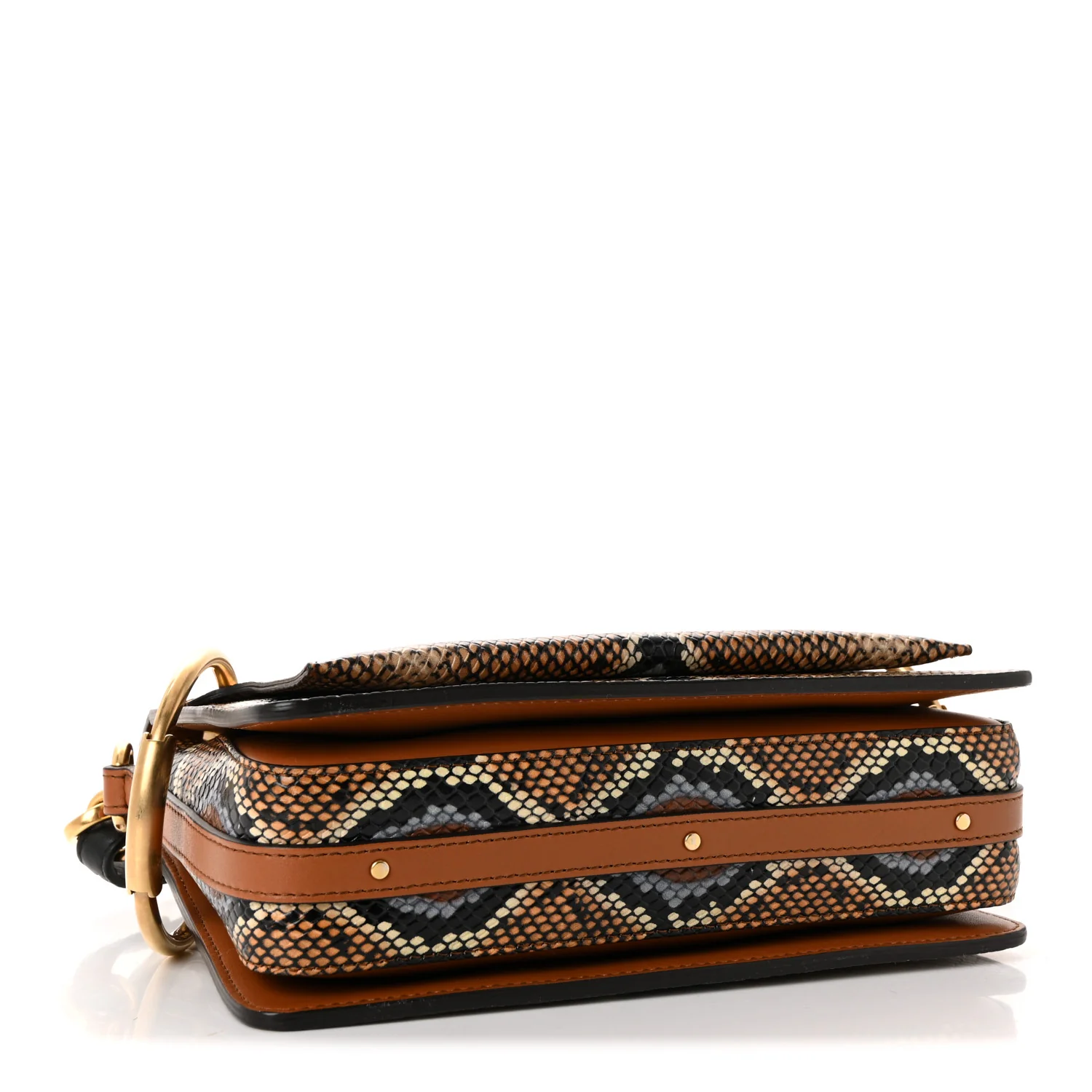 Calfskin Snakeskin Embossed Small Roy Bag Multicolor - Top Club