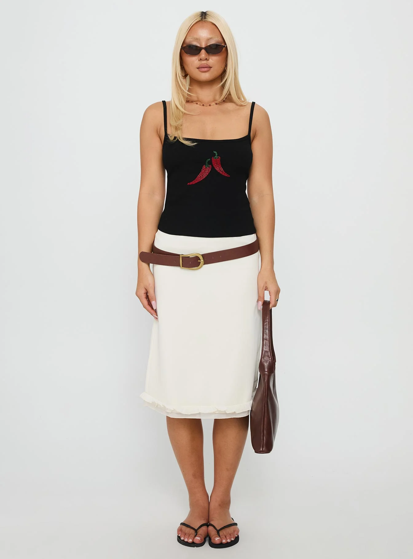 Sweetscape Bead Detail Cami Top Chilli / Black