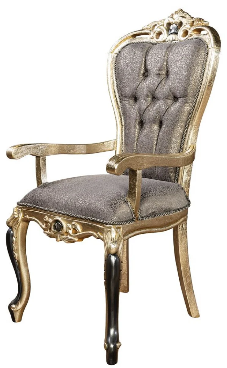 Luxury Baroque Dining Room Chair Set of 6 Purple / Antique Gold / Black - Handcrafted Baroque Style Kitchen Chairs - Luxury Baroque Style Dining Room Furniture - Baroque Dining Room Furniture