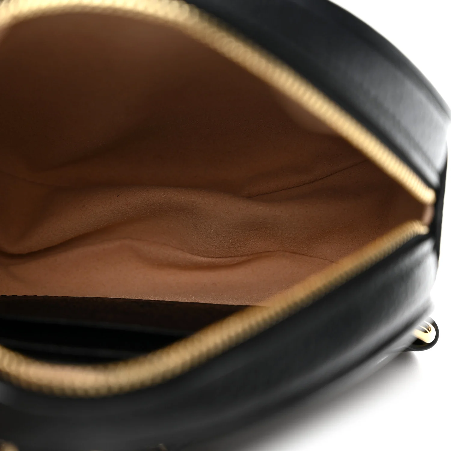Grained Calfskin Web Mini Ophidia Round Shoulder Bag Black - Top Club