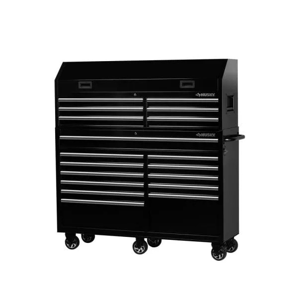 61 IN. W 18-DRAWER COMBINATION FOR FREE AND ROLLING CABINET SET IN GLOSS BLACK