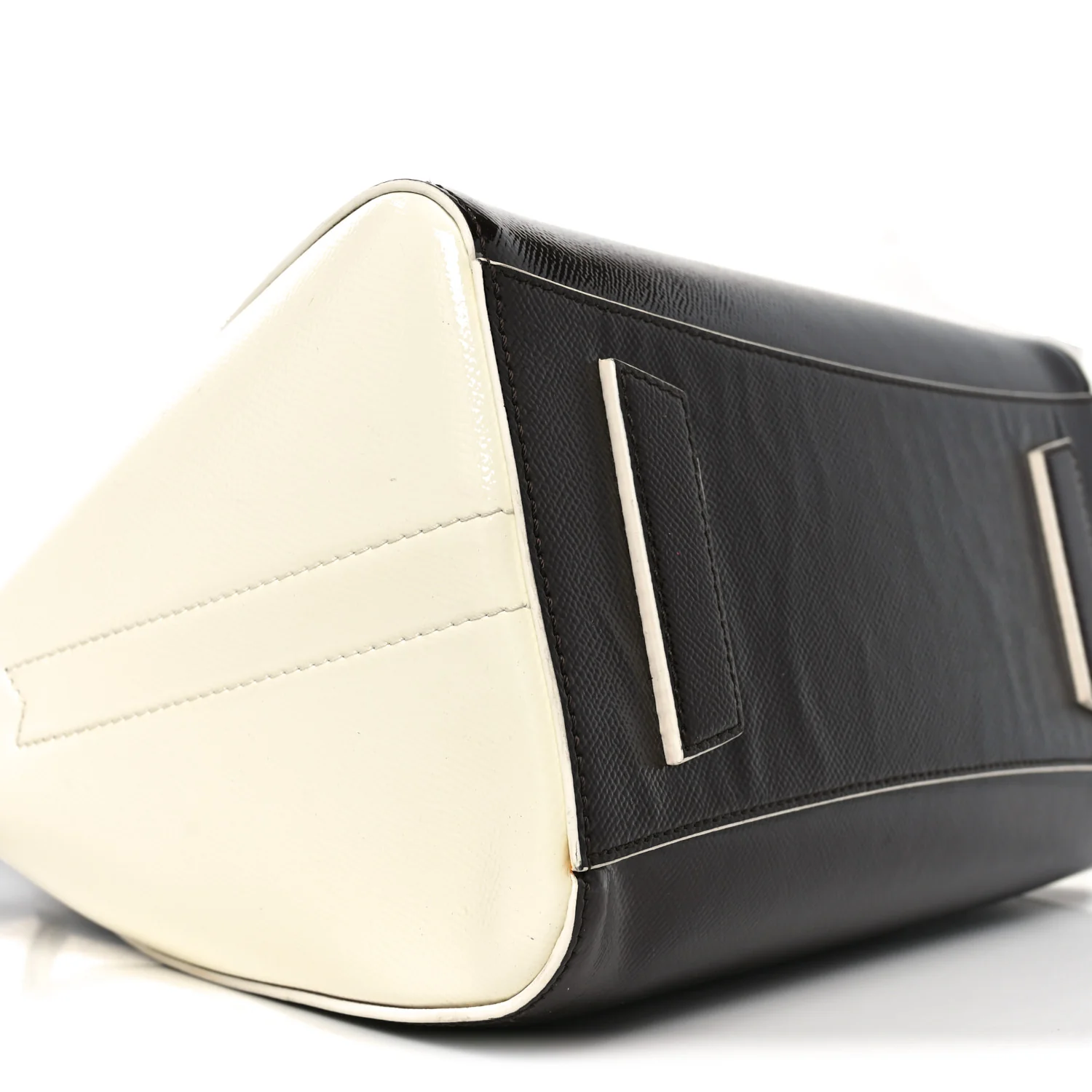 Textured Patent Calfskin Small Tri-Color Antigona Black White Brown - Top Club