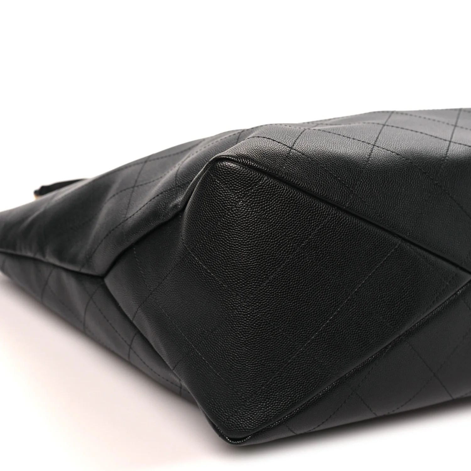 Shiny Caviar Stitched Softly Quilted Tote Black - Top Club