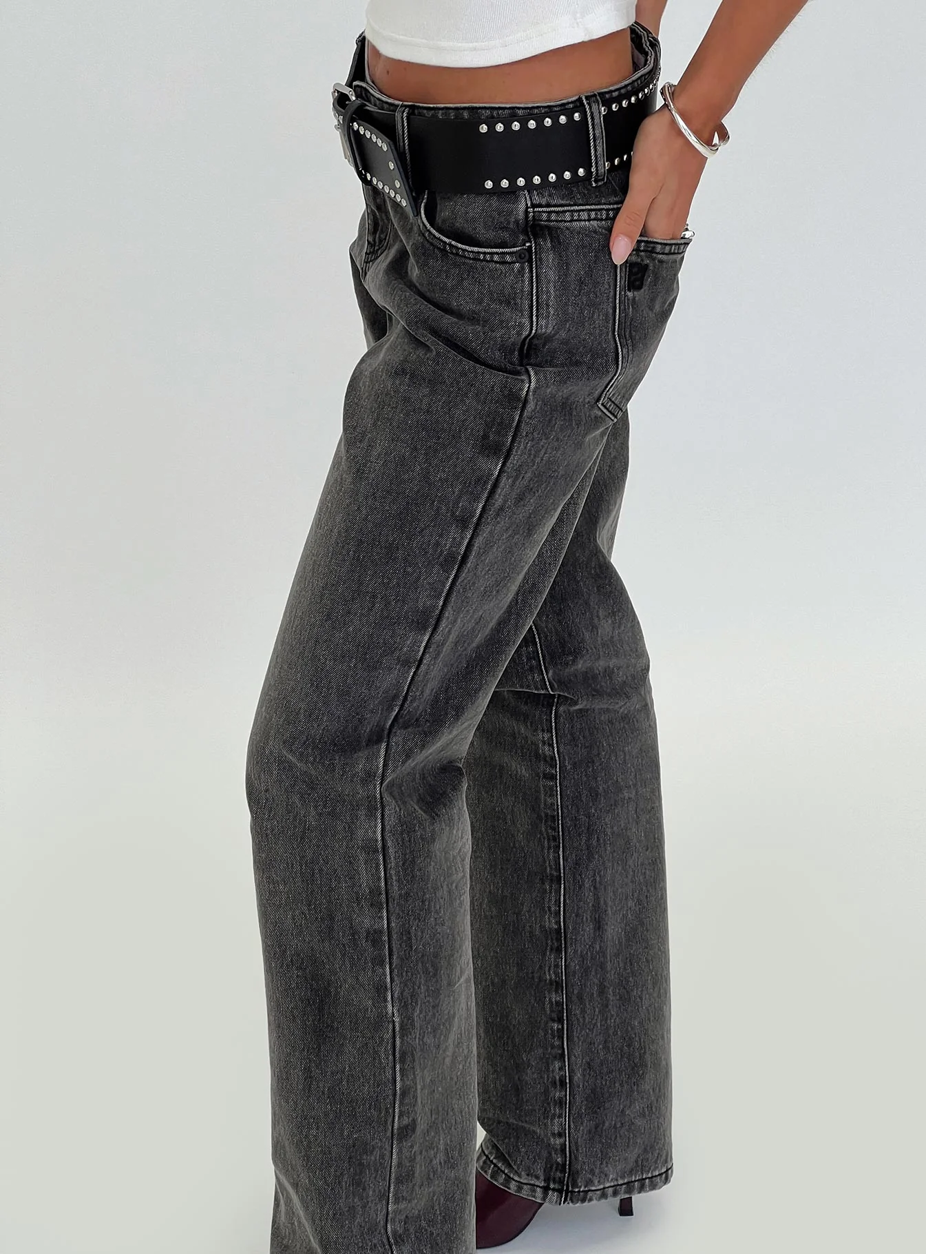 Better Half Low Rise Straight Leg Jeans Charcoal