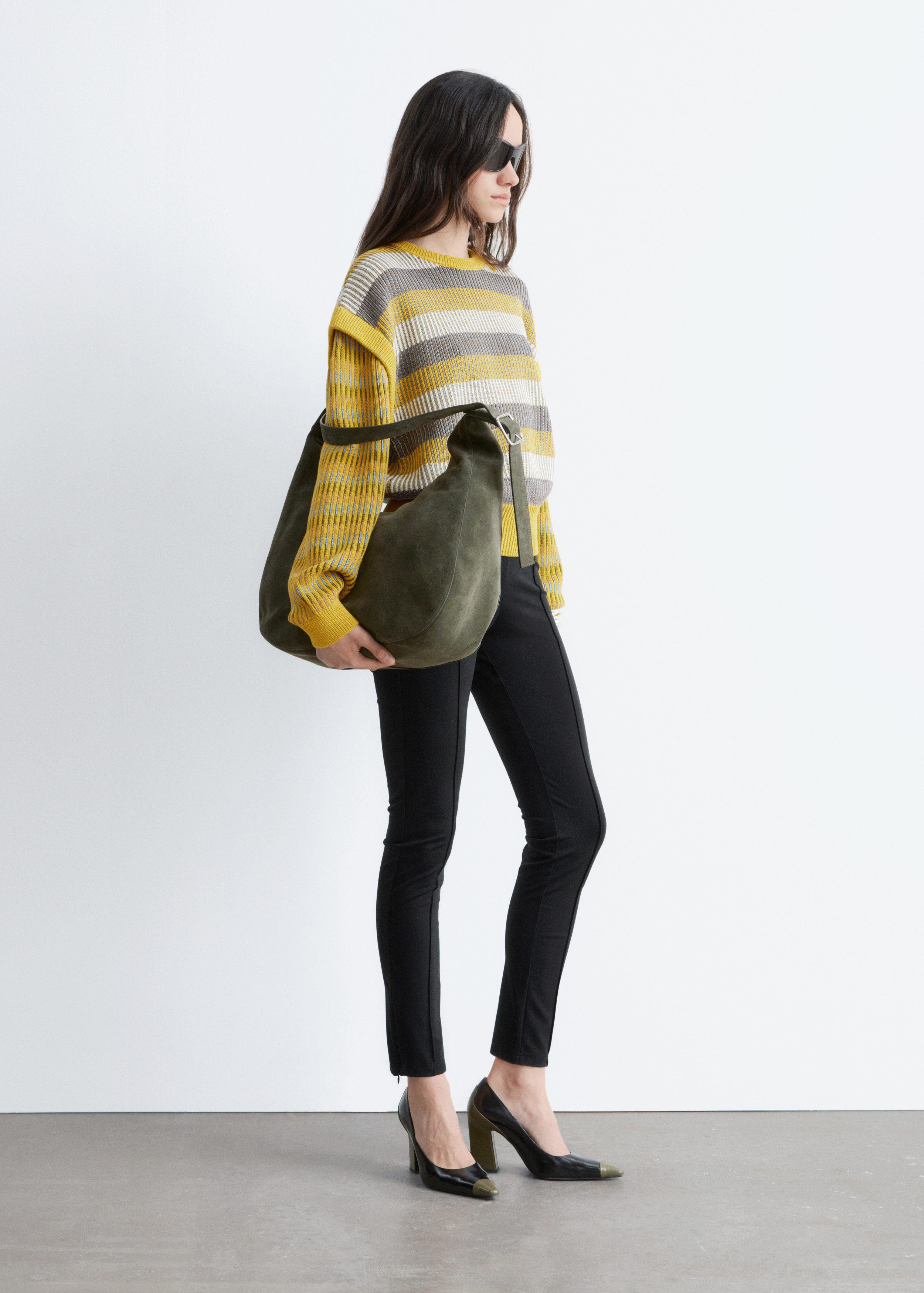 & Other Stories STRIPED PANEL KNIT JUMPER