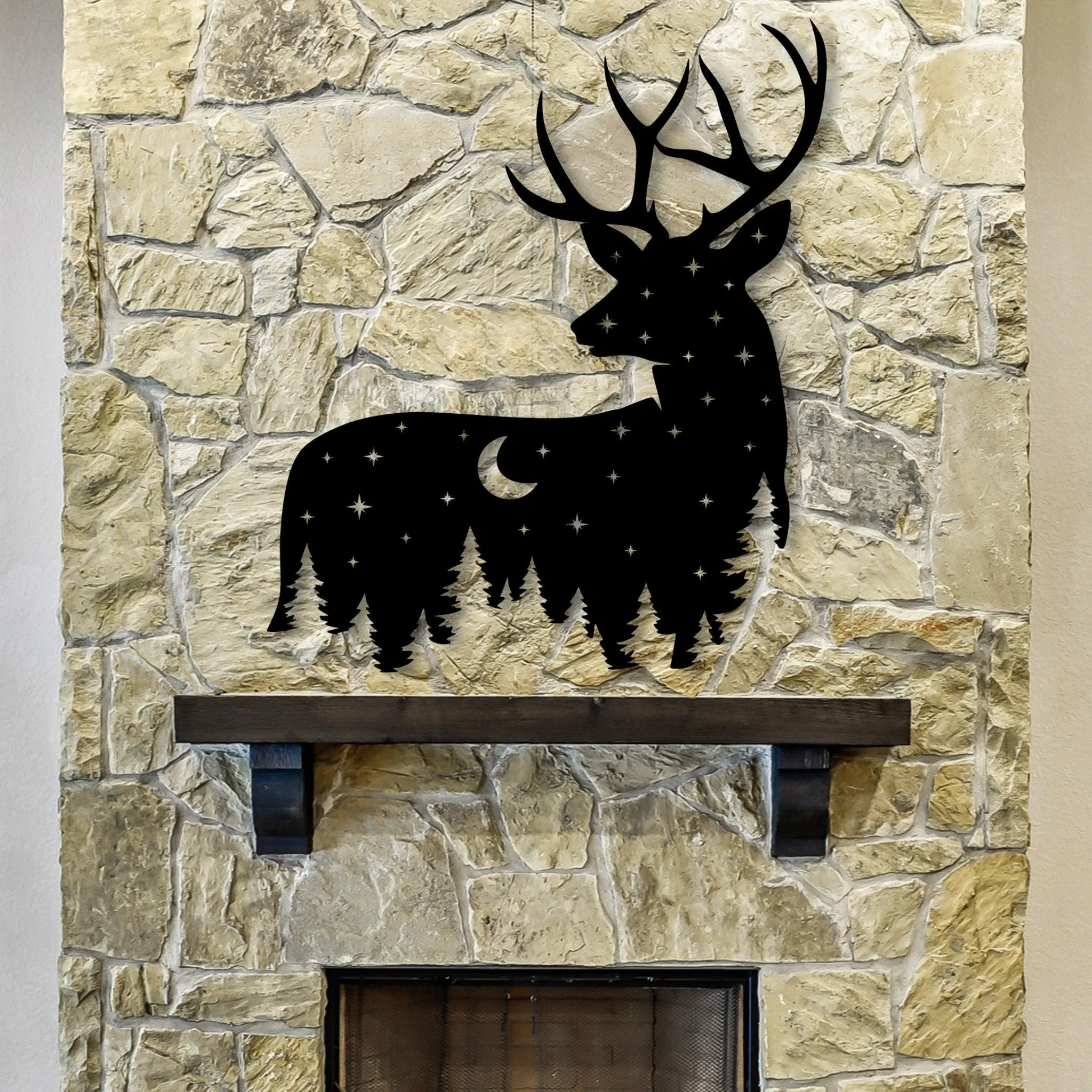 Metal Deer Art with Night Sky Scene - Alvarez Pro Painting LLC