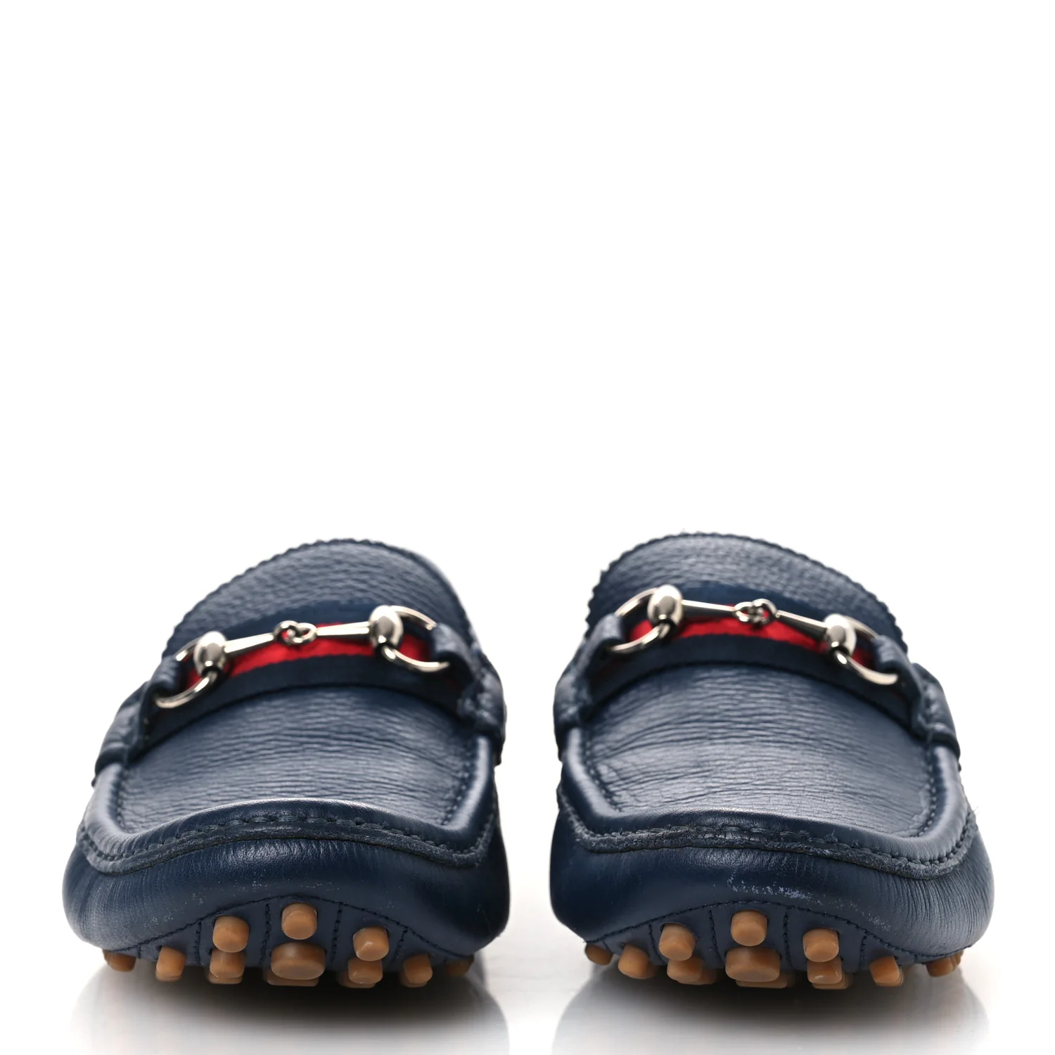 Road Calfskin Web Mens Horsebit Driver Loafers 9 Maritime - Top Club