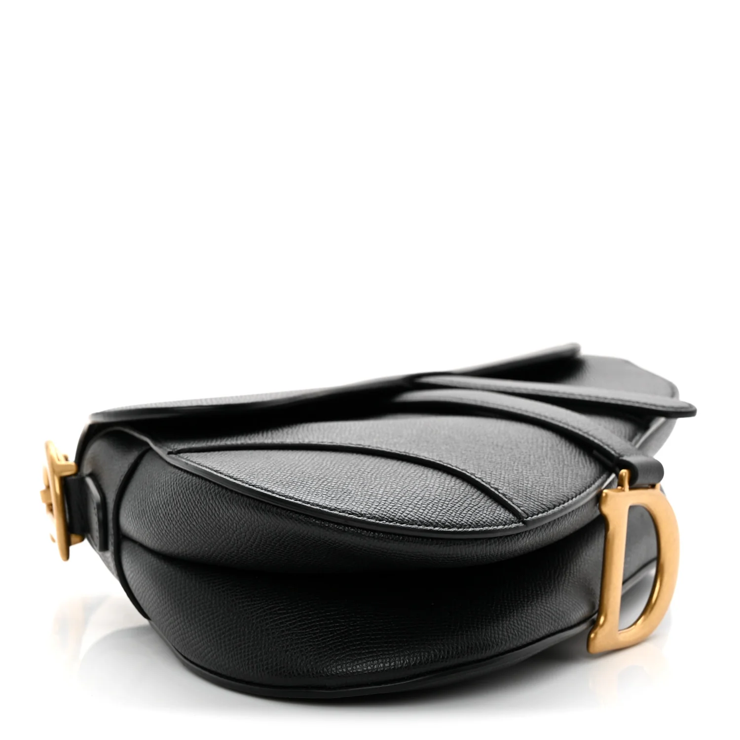 Grained Calfskin Saddle Bag Black - Top Club