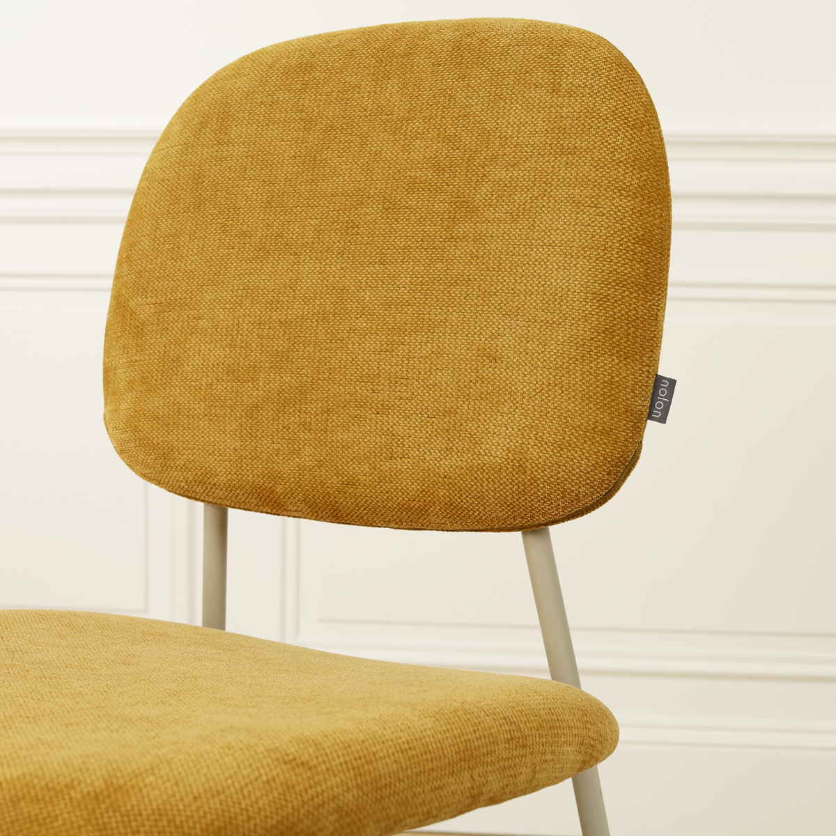 Eetkamerstoel Jasmijn warm oker  - grijsbeige onderstel