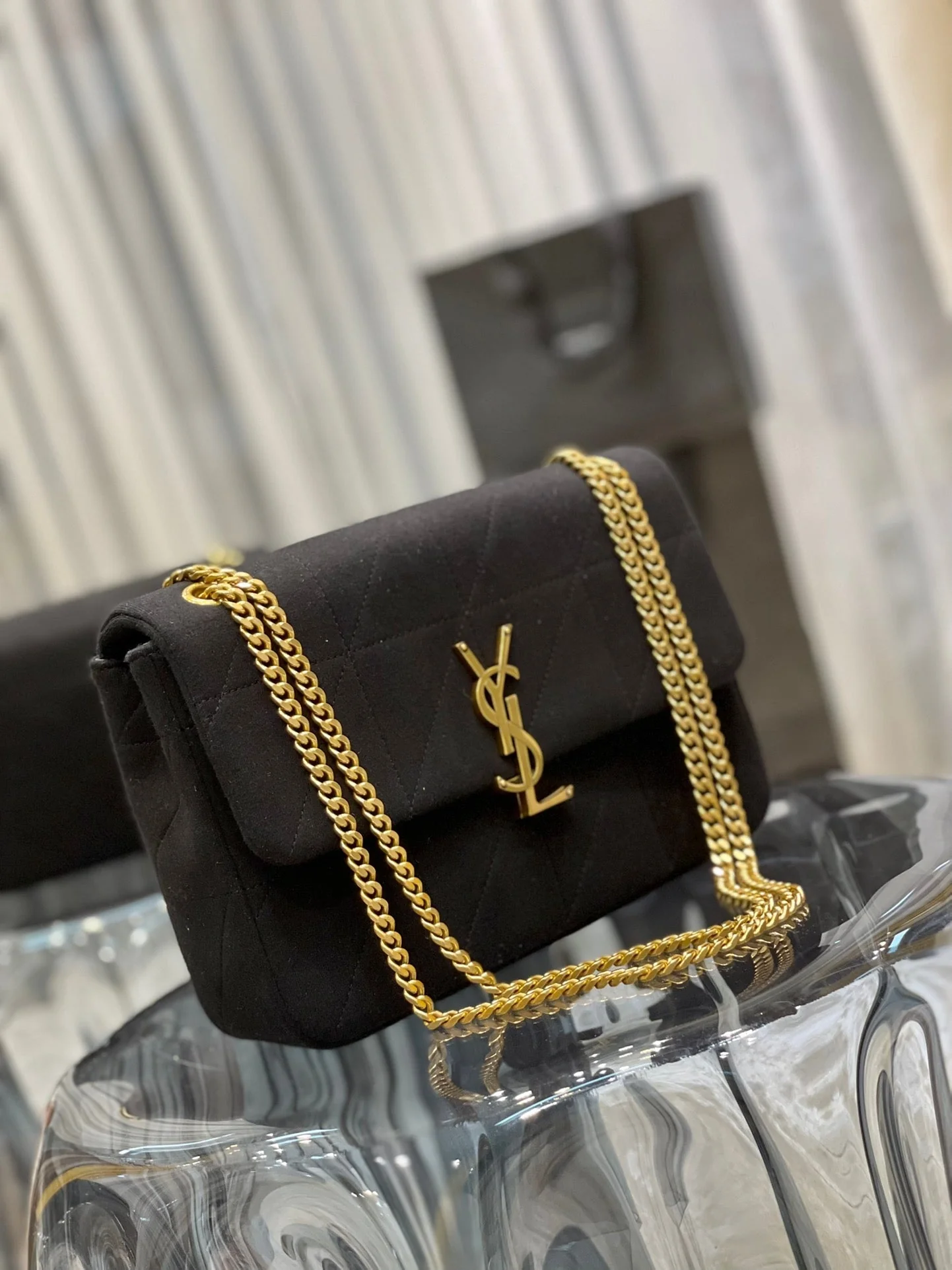 YSL Jamie Medium Chain Bag Black Carr�� Rive Gauche 24��15.5��6.5cm - Top Club