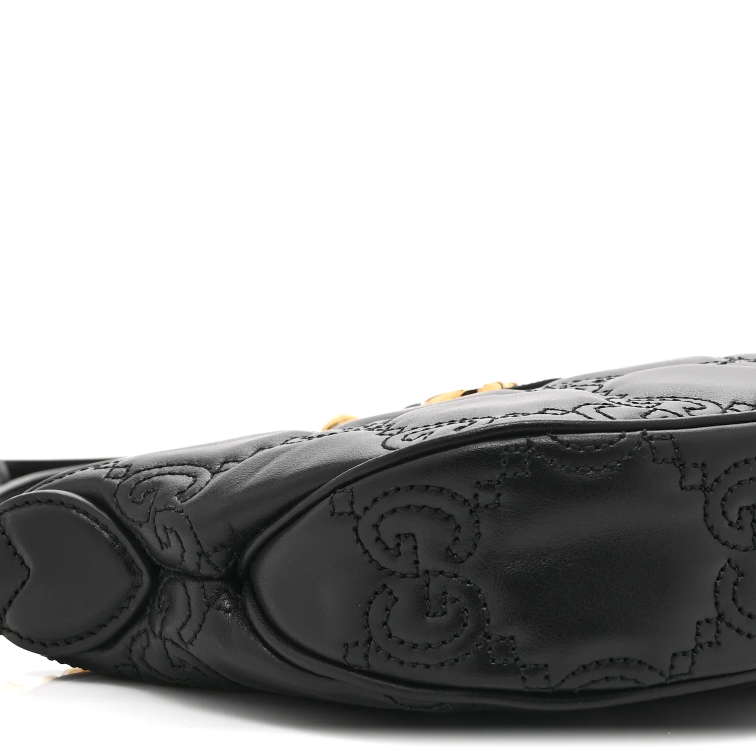 Calfskin GG Matelasse Mini Hobo Shoulder Bag Black - Top Club