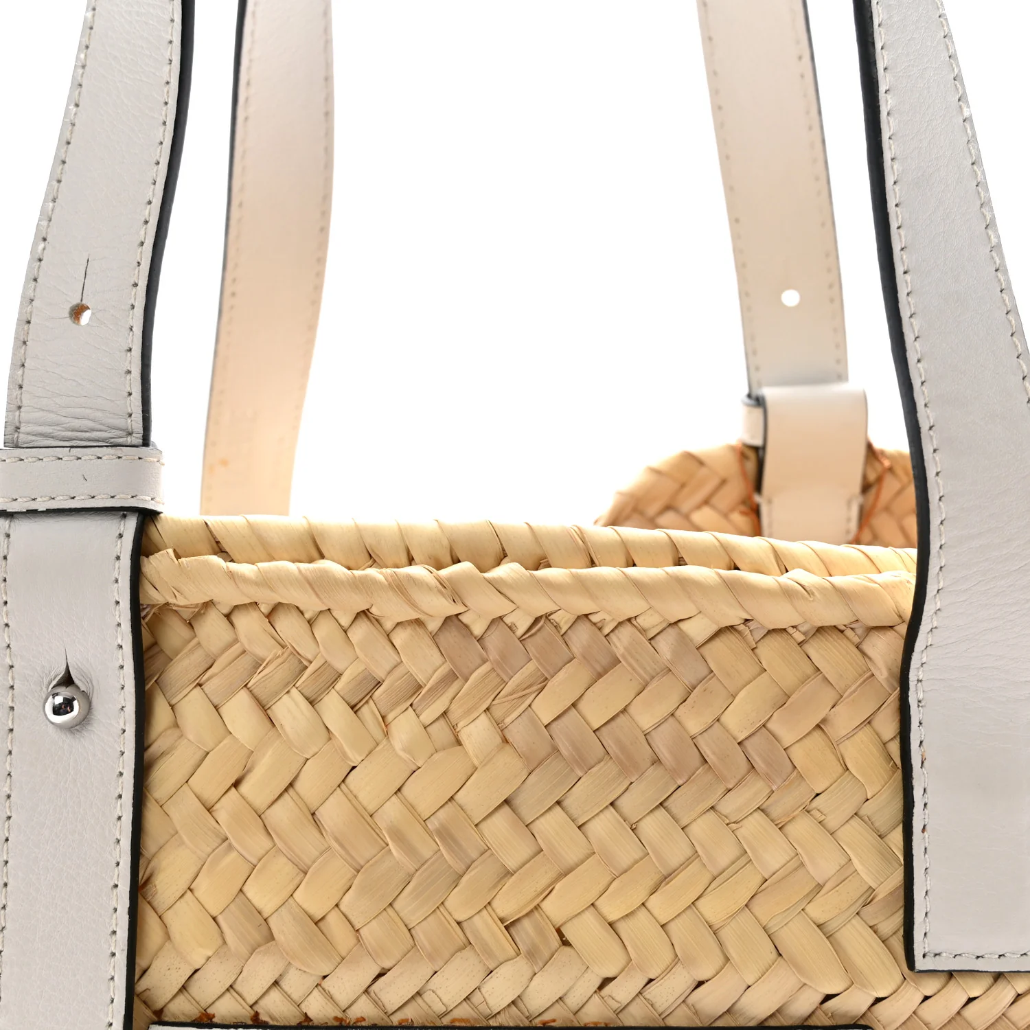Raffia Basket Tote Bag Natural White - Top Club