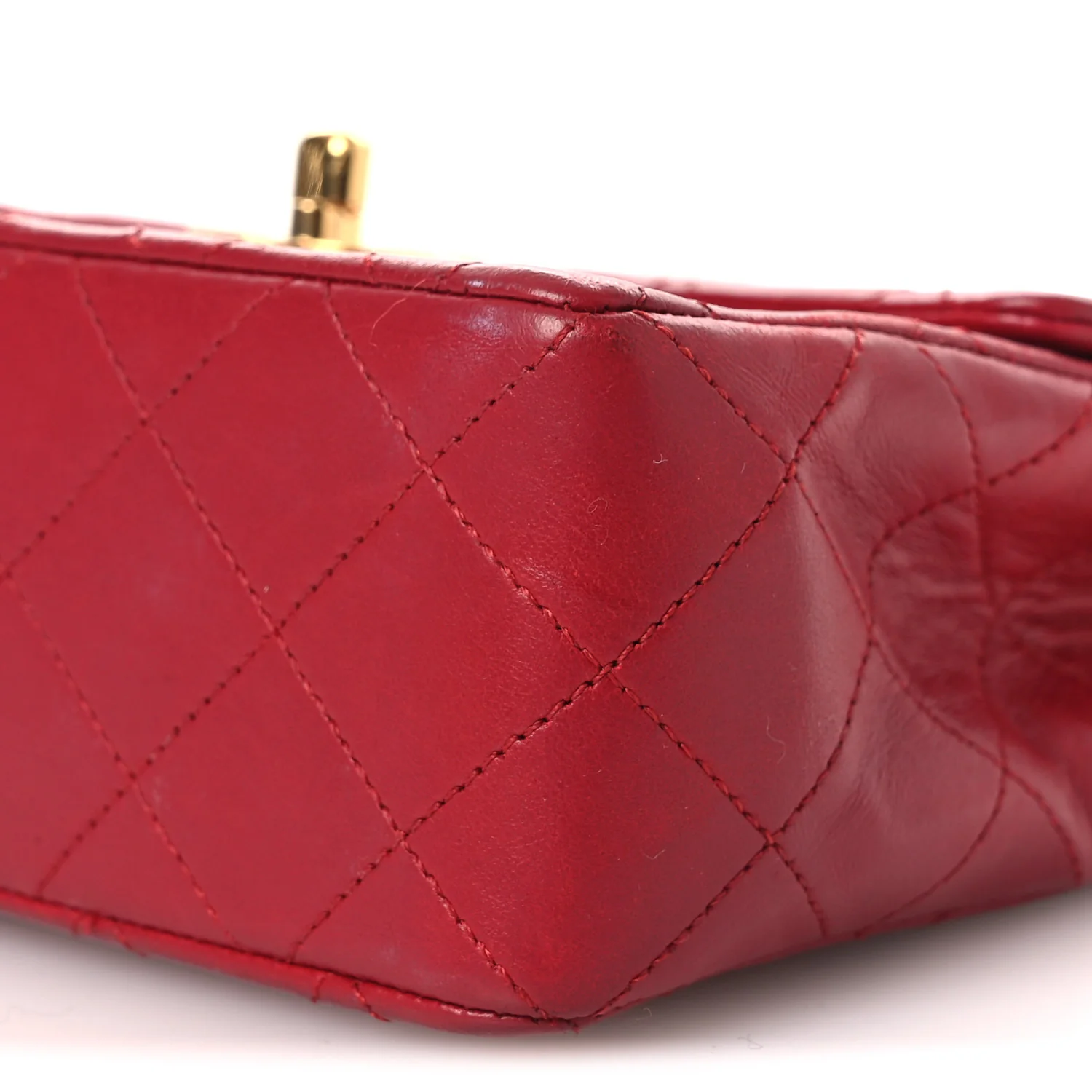 Lambskin Quilted Mini Square Flap Red - Top Club