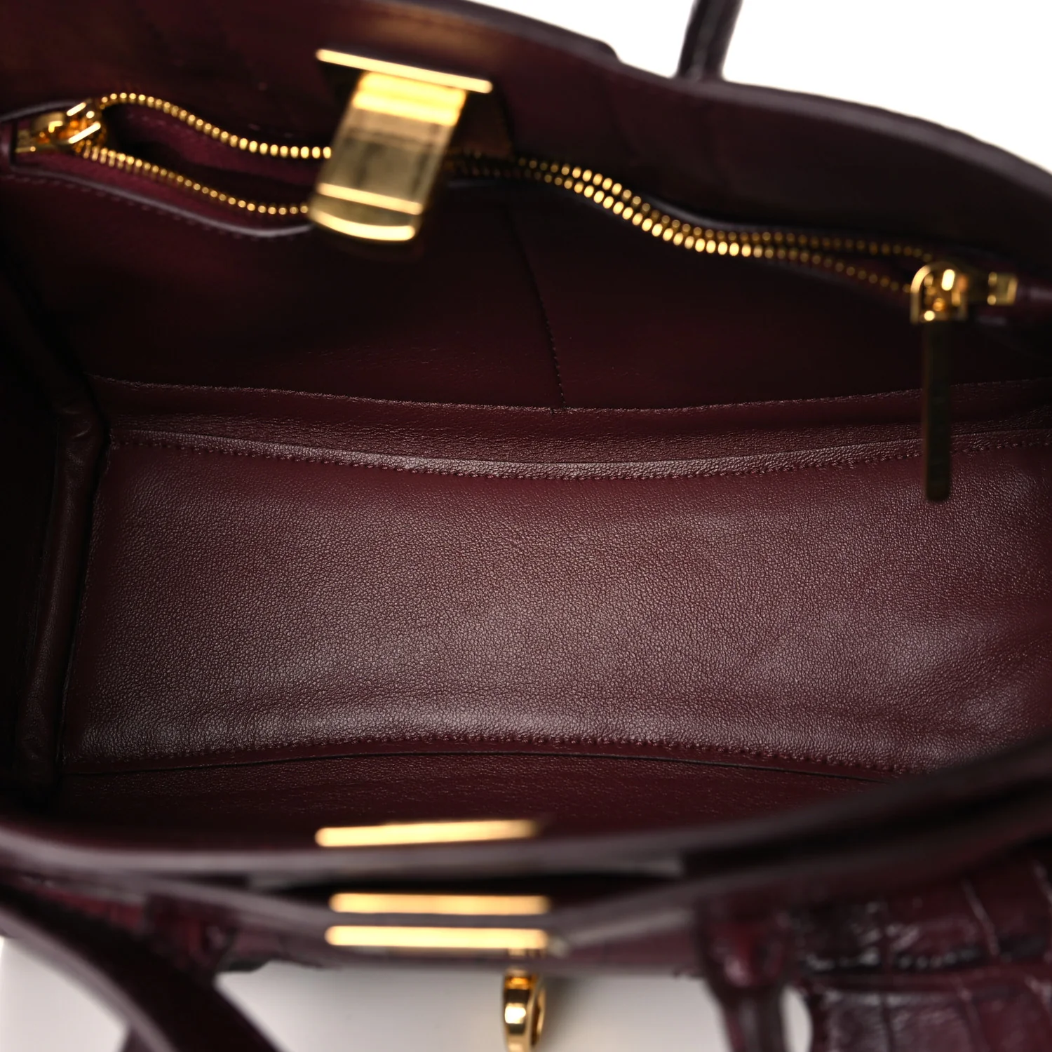 Calfskin Crocodile Embossed Mini Bel Air Carry All Bag Dark Burgundy - Top Club