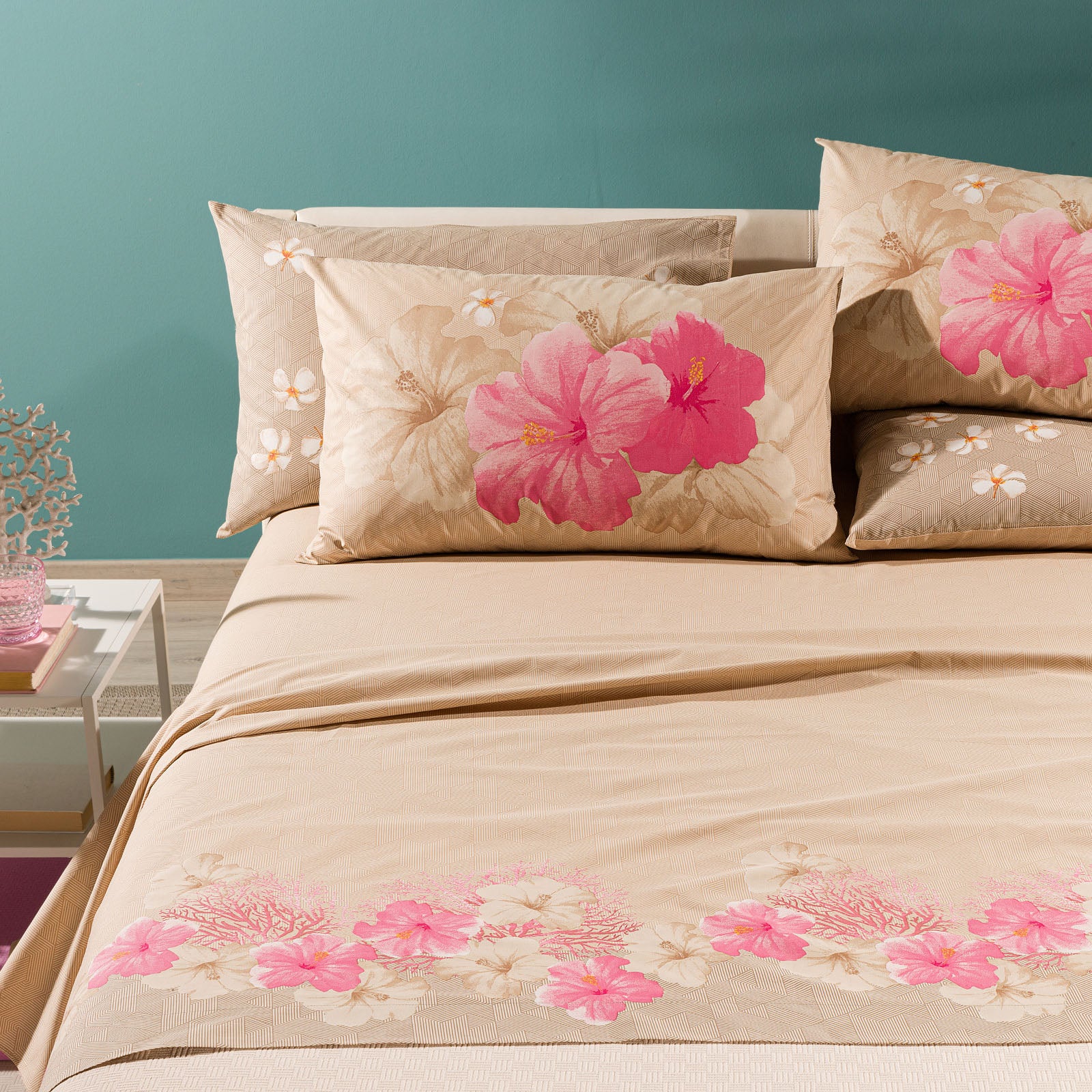 Complete Cotton sheet Polynesia Single Rosa Caleffi