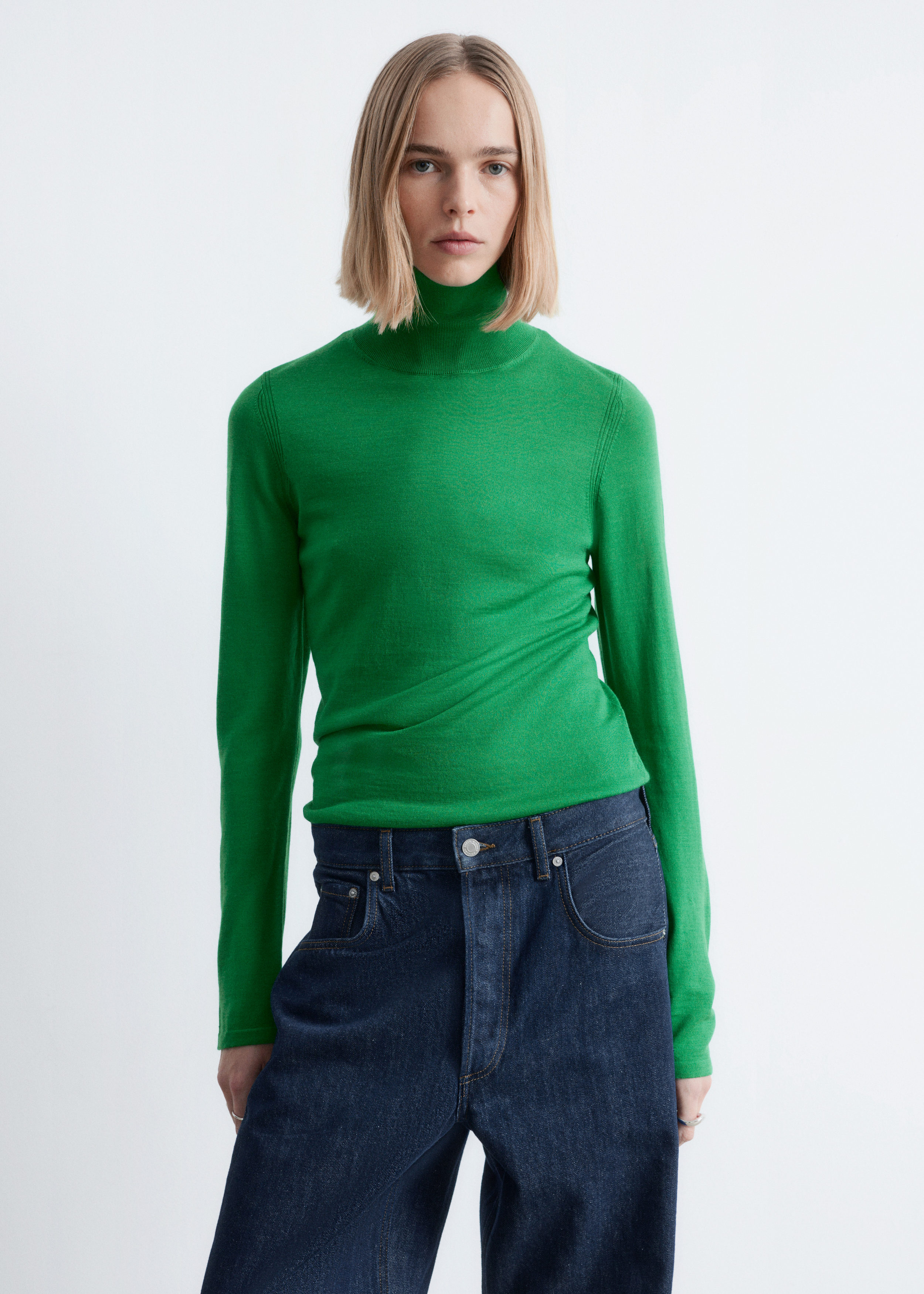 & Other Stories MERINO WOOL POLO NECK TOP