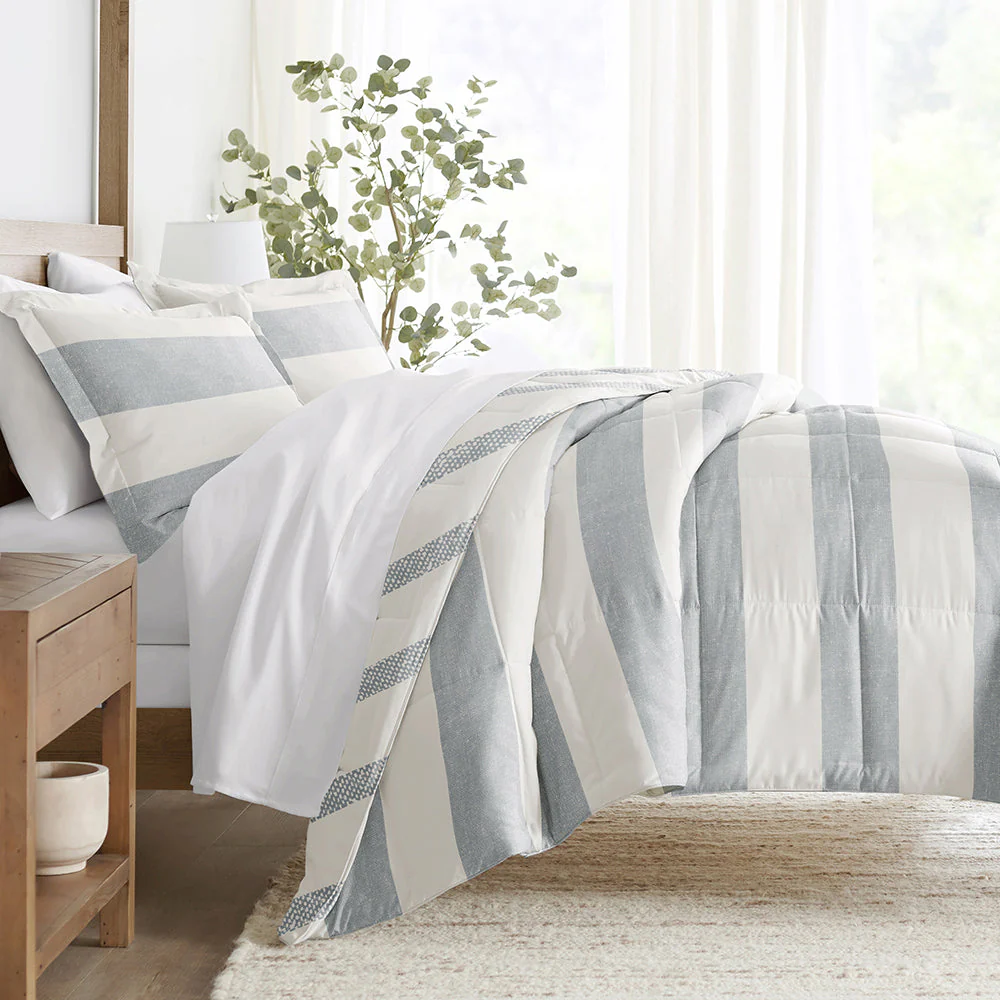 Distressed Stripe Reversible Down-Alternative Comforter Set (Sale)