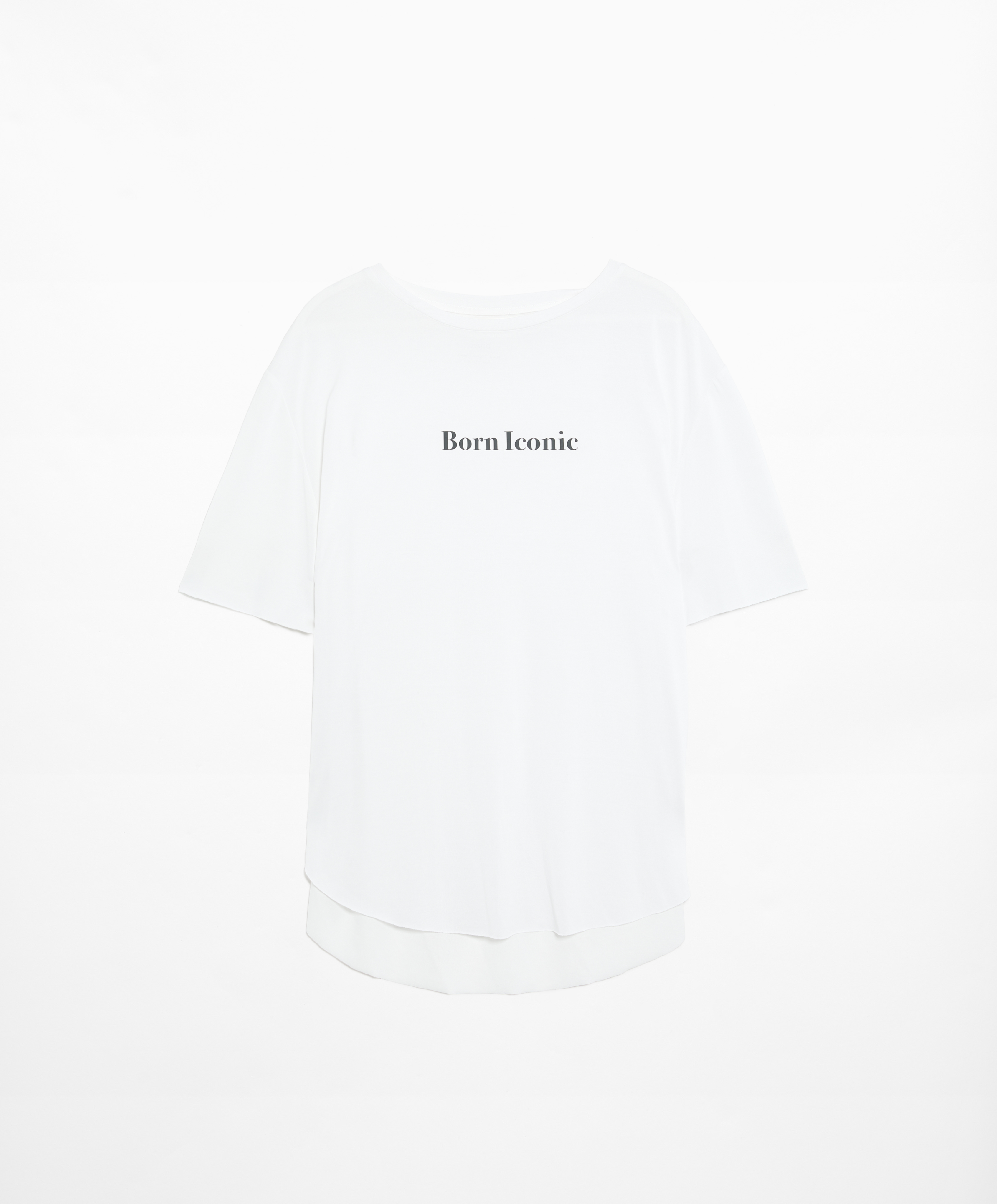 OYSHO Modal blend short-sleeved slogan T-shirt