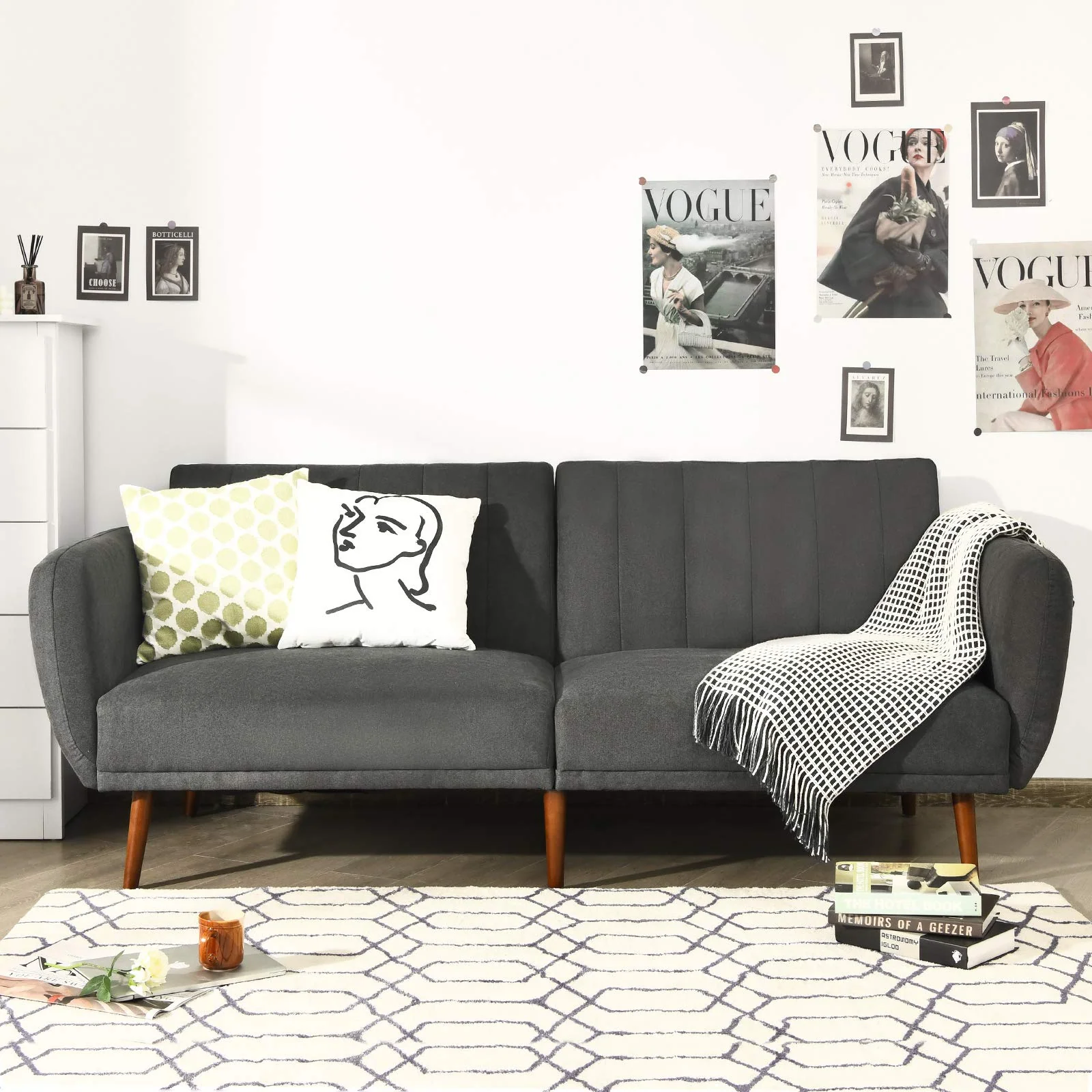 BEFOUNDLOVELY Foldable Futon Sofa Bed, Convertible Sofa Couch Upholstered Futon Sleeper Sofa, 3-Level Angle Adjustable