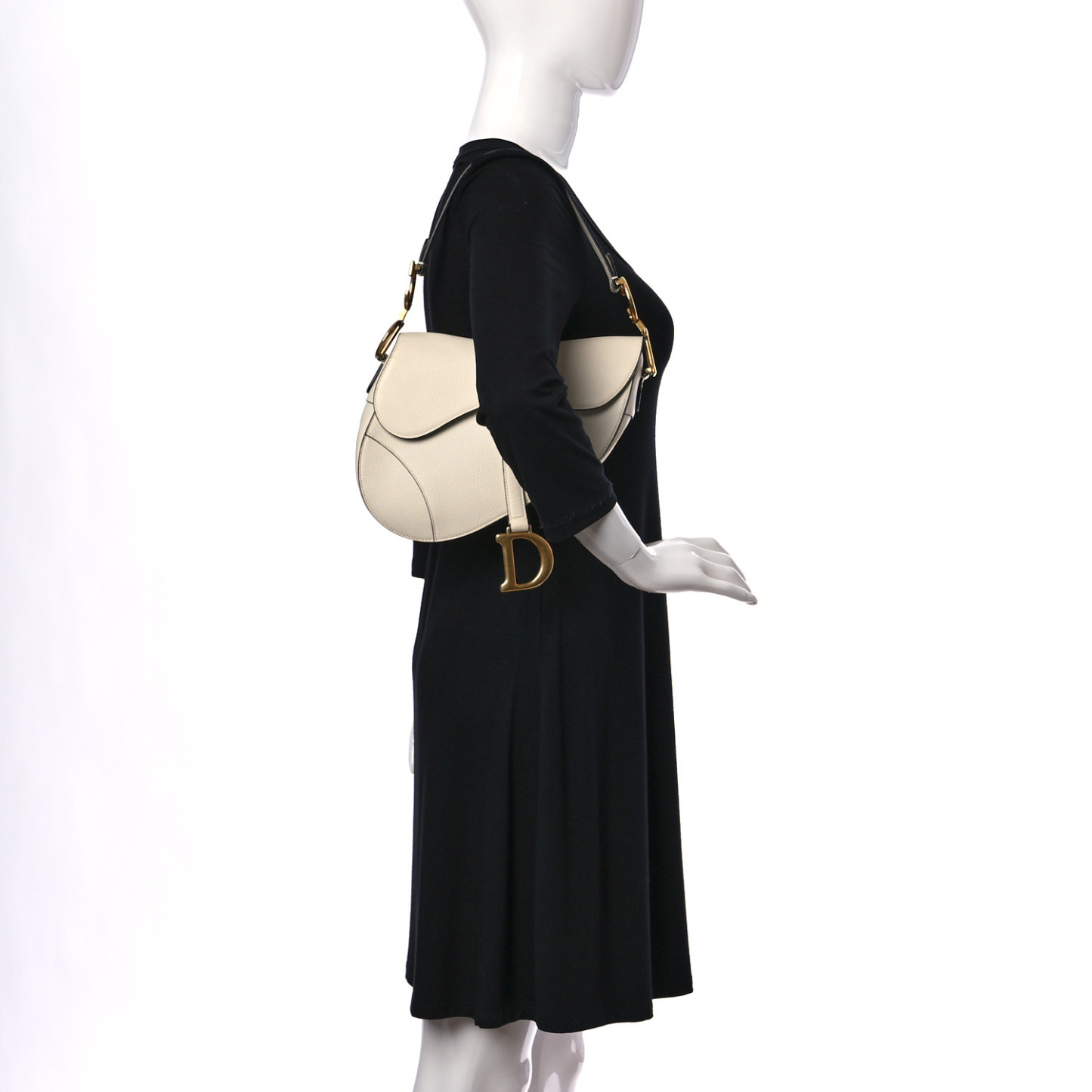 CHRISTIAN D Grained Calfskin Saddle Bag White - Top Club