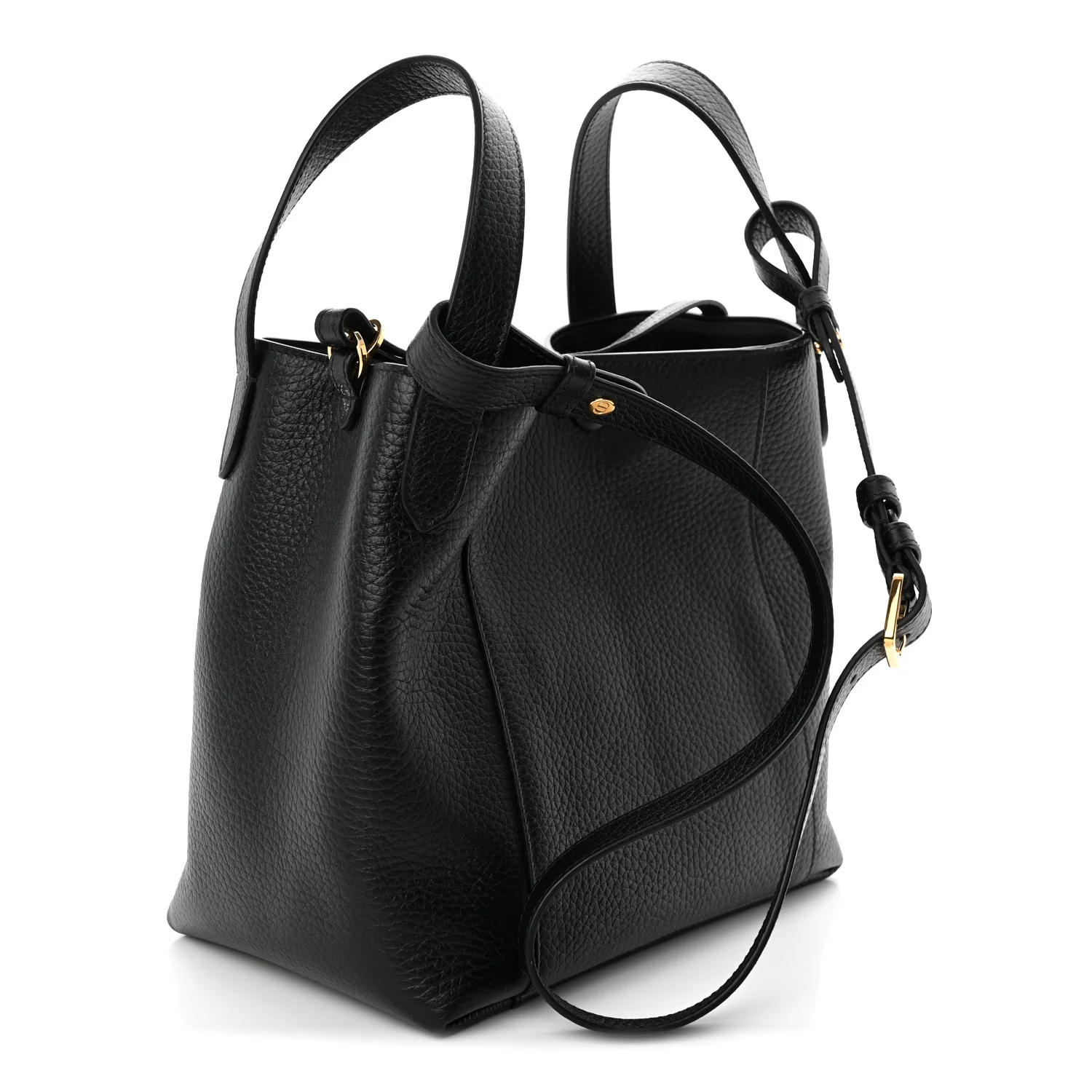 Calfskin Medium Signature Bucket Bag Black - Top Club