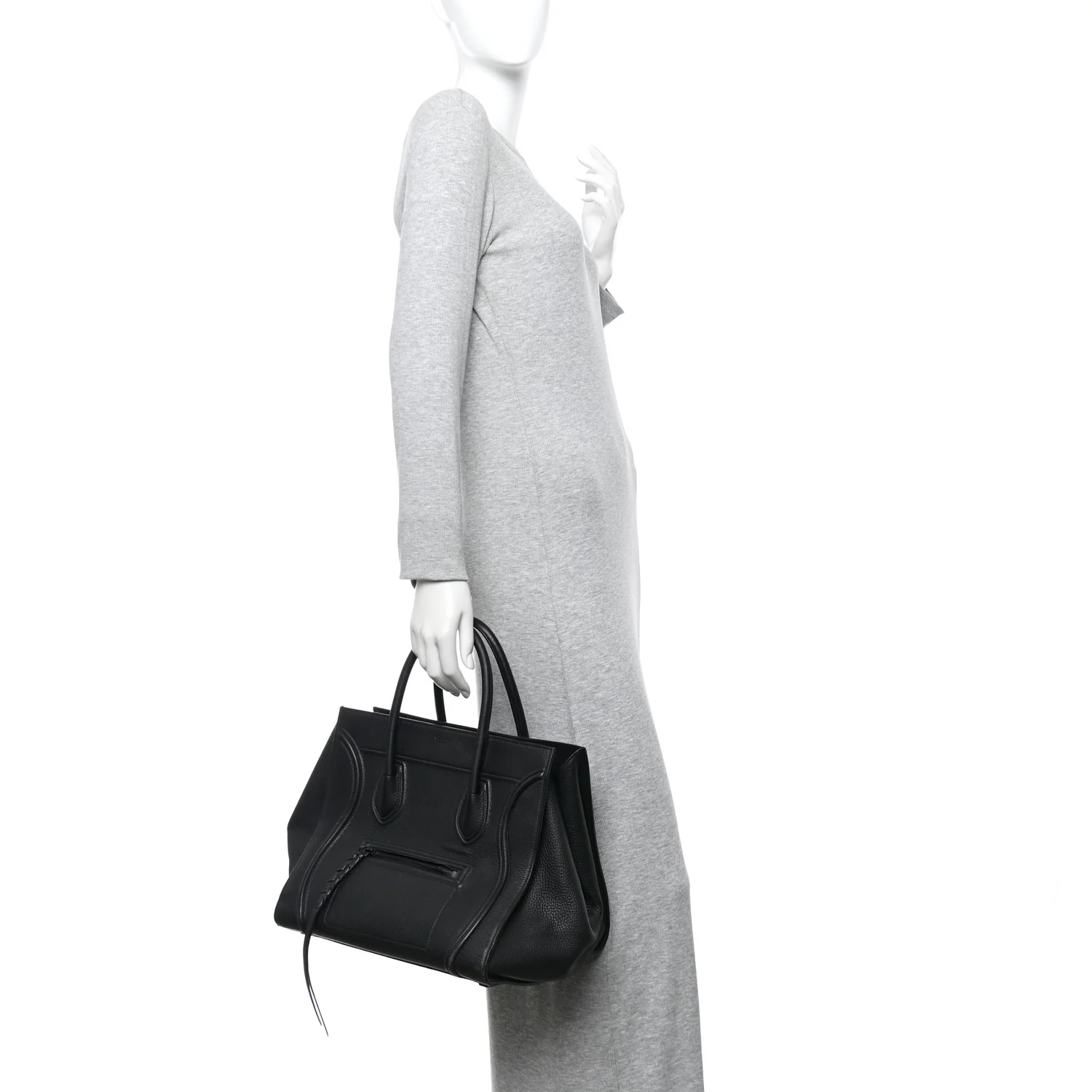 Grained Calfskin Medium Phantom Luggage Black