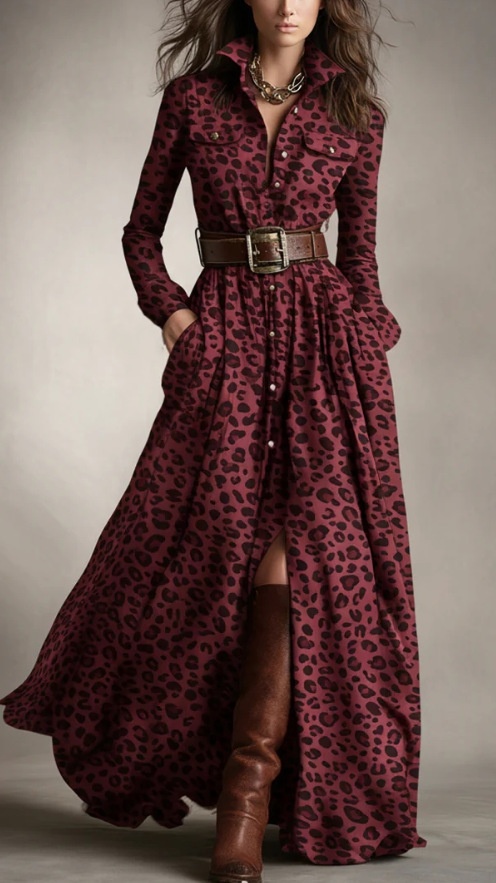 Women's Vintage Plaid Long Dress with Lapel Collar+Belt - Nordfashionstorm - Women's Clothing, Fashion for You - Nordfashionstorm.com