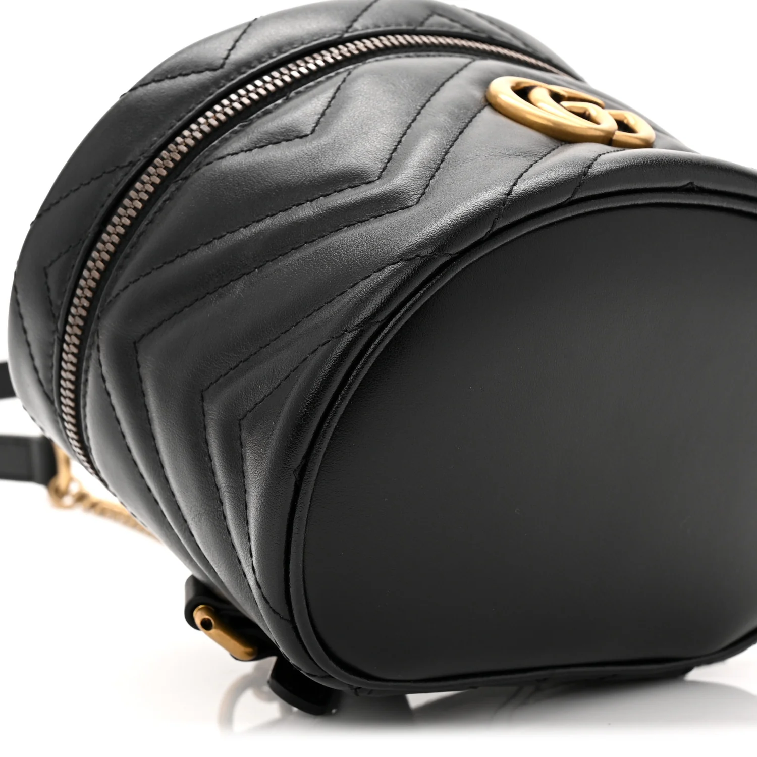 Calfskin Matelasse Chevron Mini GG Marmont Top Handle Bag Black - Top Club