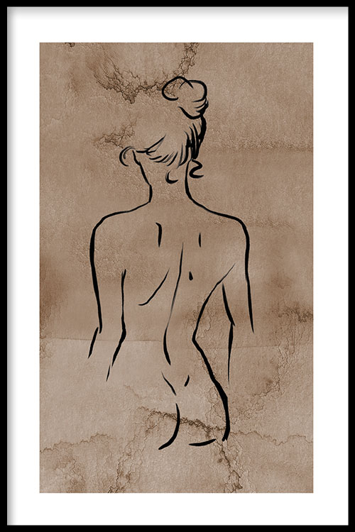 Walljar poster ingelijst - Back Line Art Poster ingelijst - 70 x 100 cm
