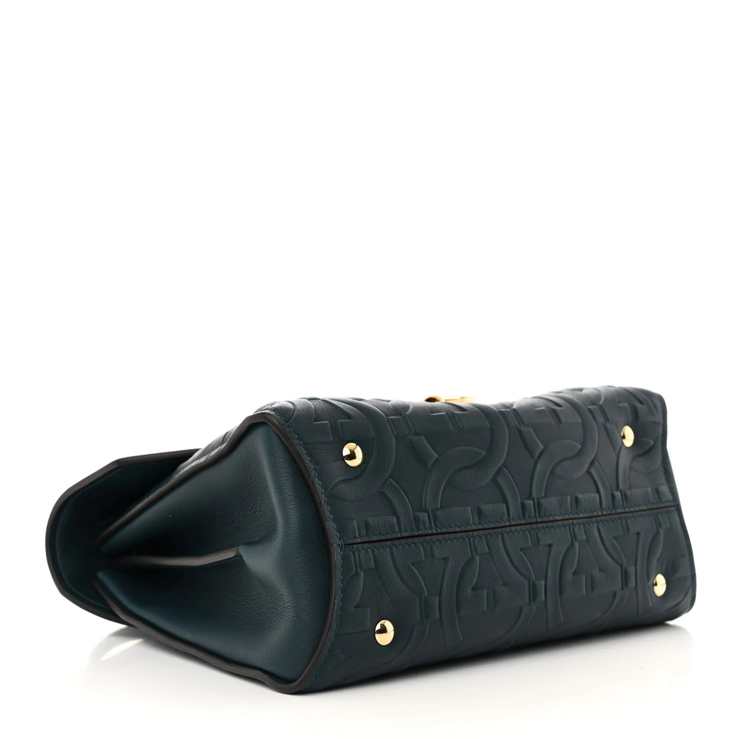 Calfskin Embossed Small Margot Top Handle Divisa Green - Top Club