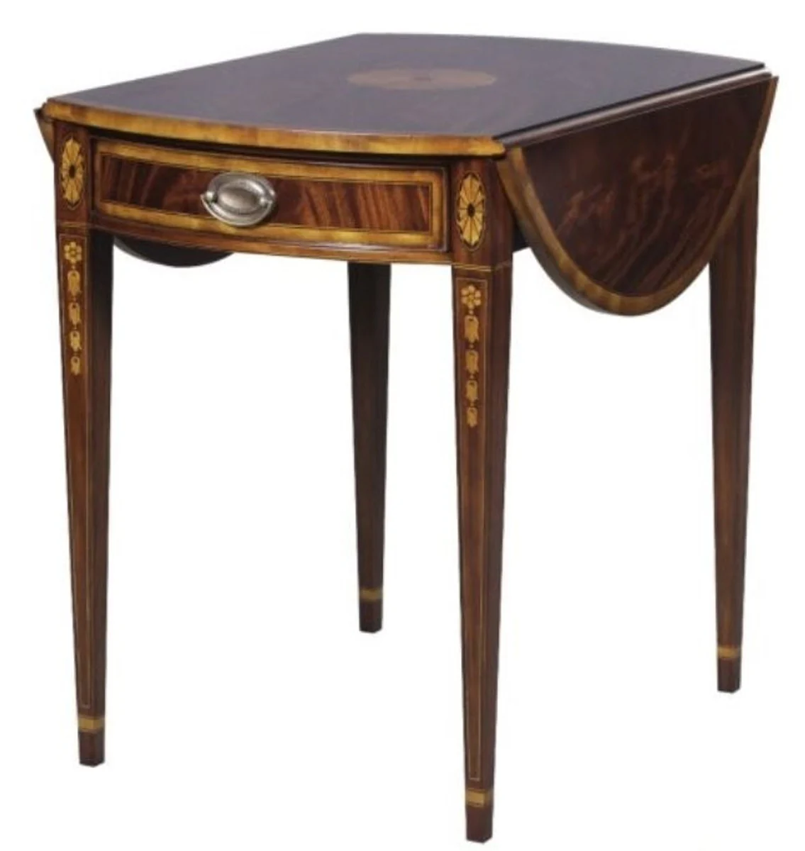 Luxury mahogany side table with drawer brown 96 x 77 x H. 73 cm - living room furniture