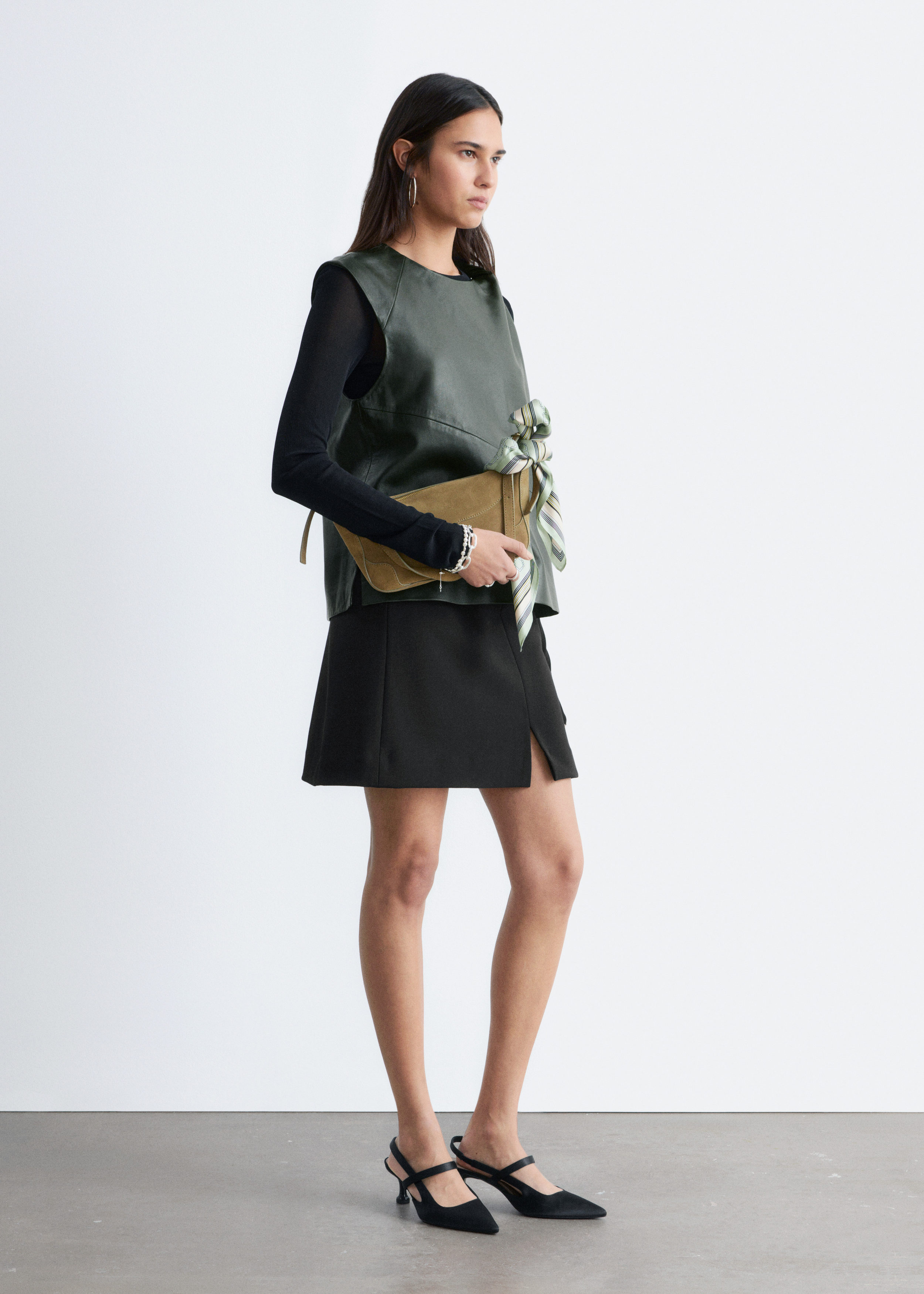 & Other Stories TWIST-SHOULDER LEATHER TOP