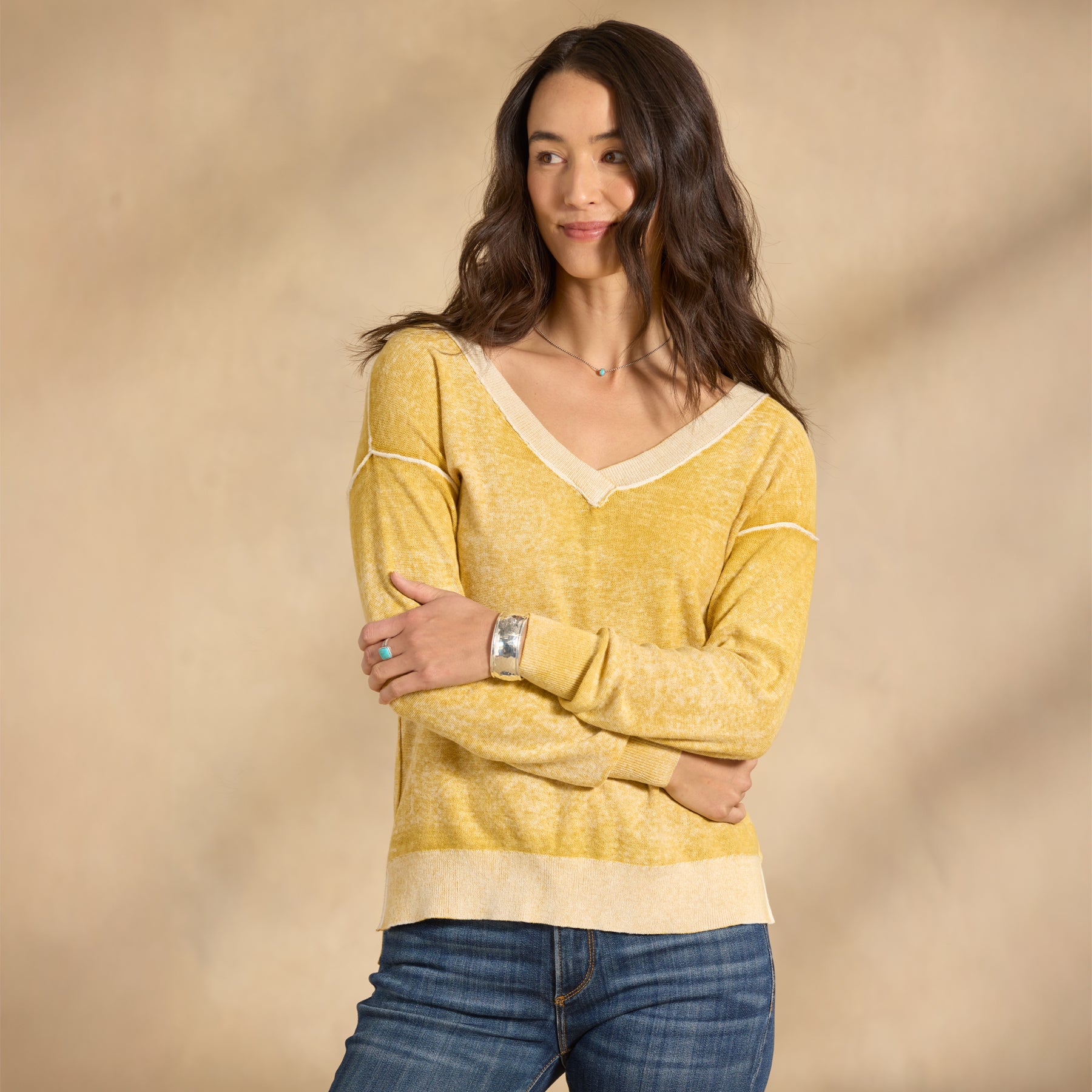 Samantha V-Neck Sweater, Petite - Sundance Living