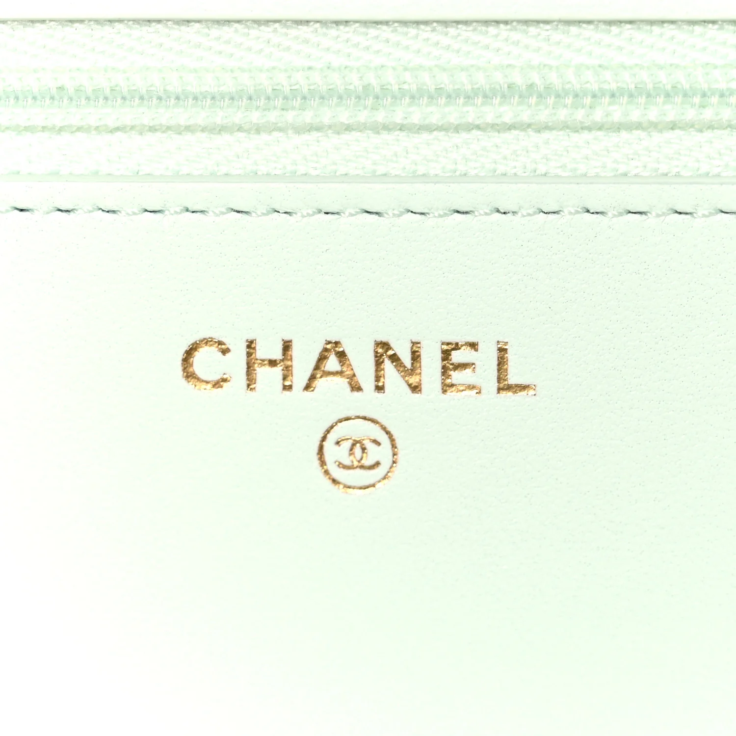 Lambskin Quilted Textured CC Wallet On Chain WOC Light Green - Top Club