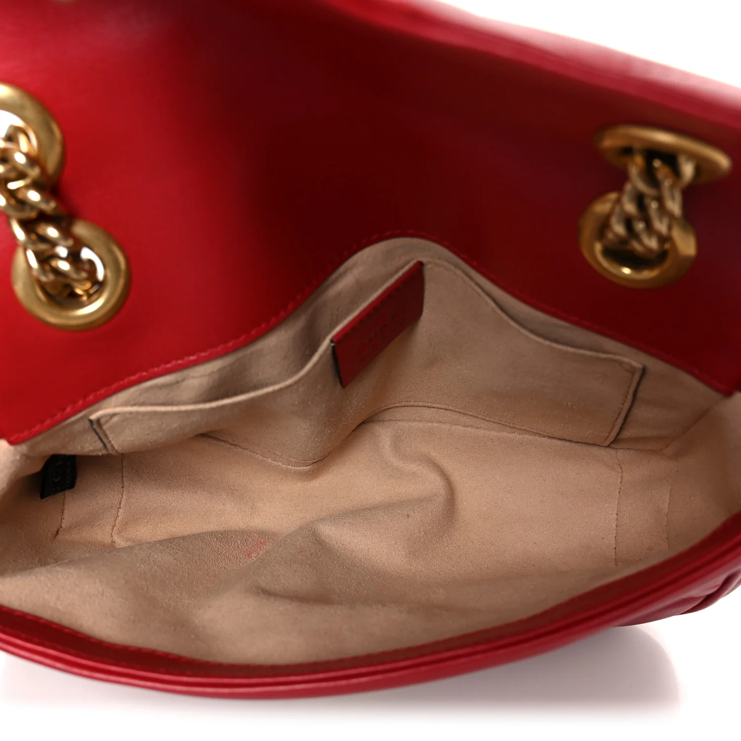 Calfskin Matelasse Mini GG Marmont Shoulder Bag Hibiscus Red - Top Club