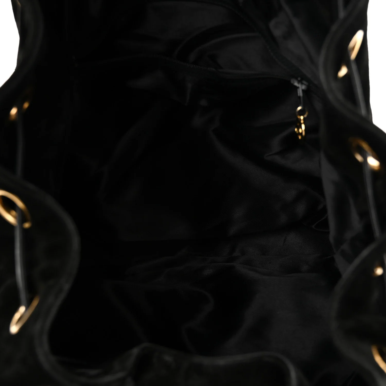 Suede CC Drawstring Backpack Black - Top Club