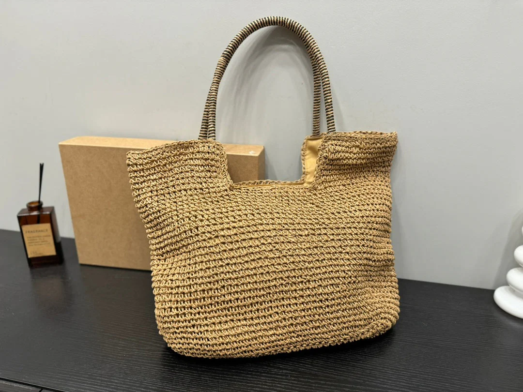 SAINT LAURENT YSL Retro Elegant Tote Bag Straw 43x39cm - Top Club